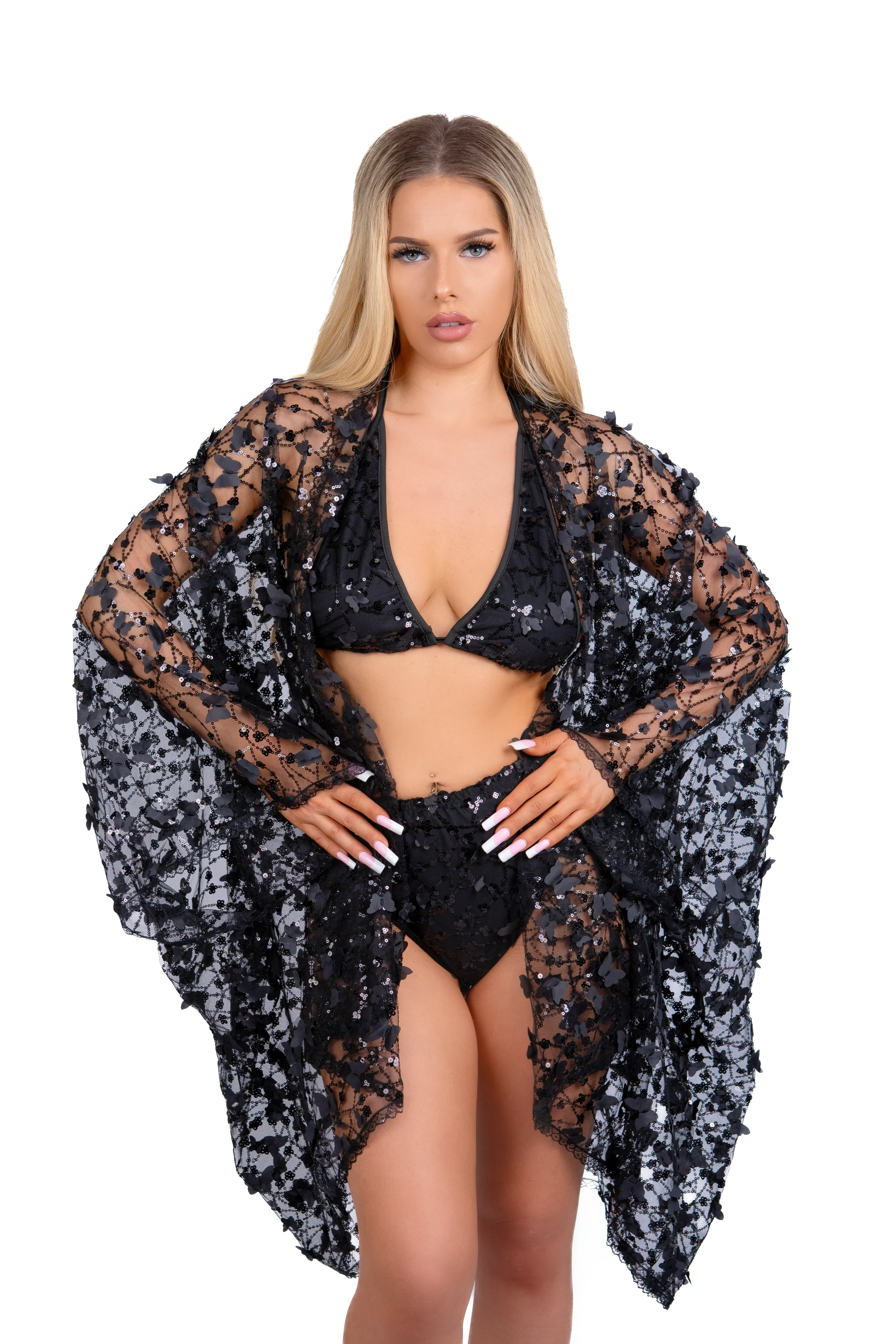 3D Blossom Kimono- Midnight Butterfly - Image 2
