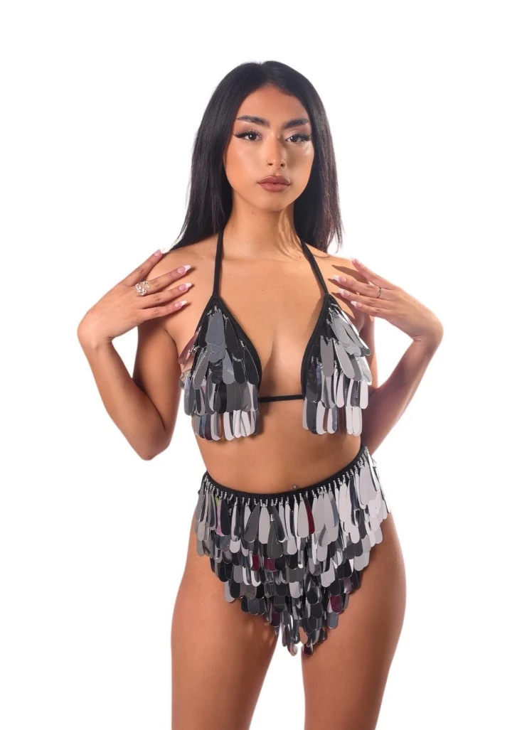 Hand Stitched Black Sparkle Disco Set - Image 6