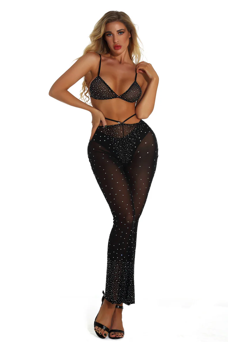 Black Rhinestone Top & Pants Set - Image 2
