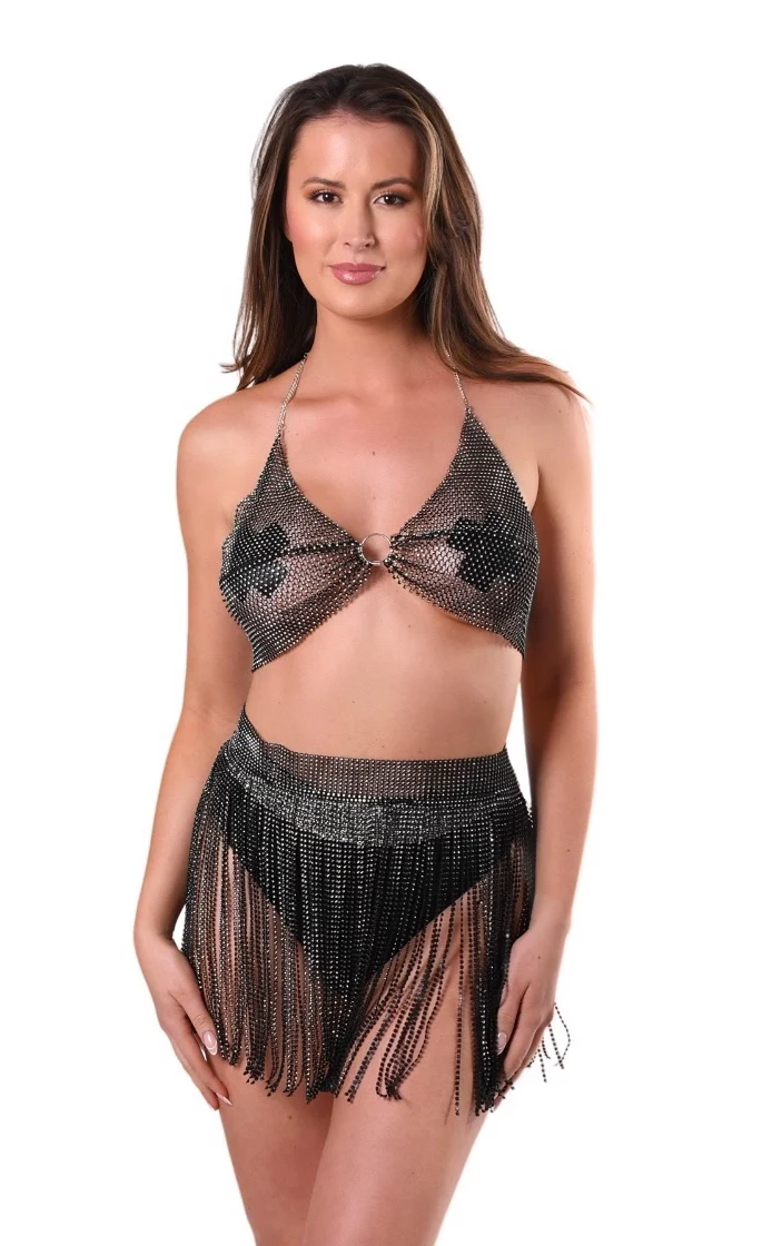 Black Rhinestone Mesh Set - Image 5