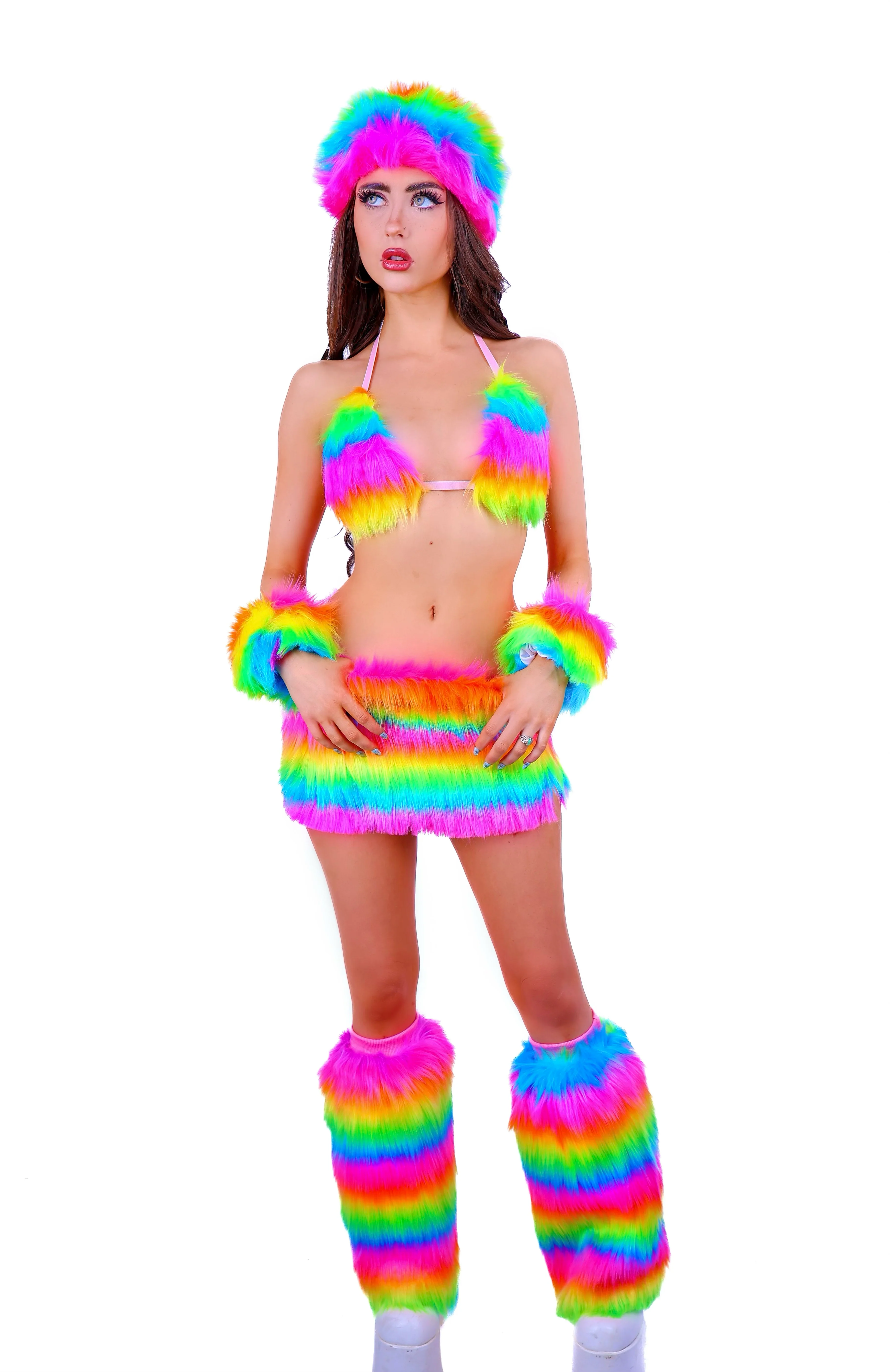 Rainbow Dream Fuzzy Leg Warmers - Image 2