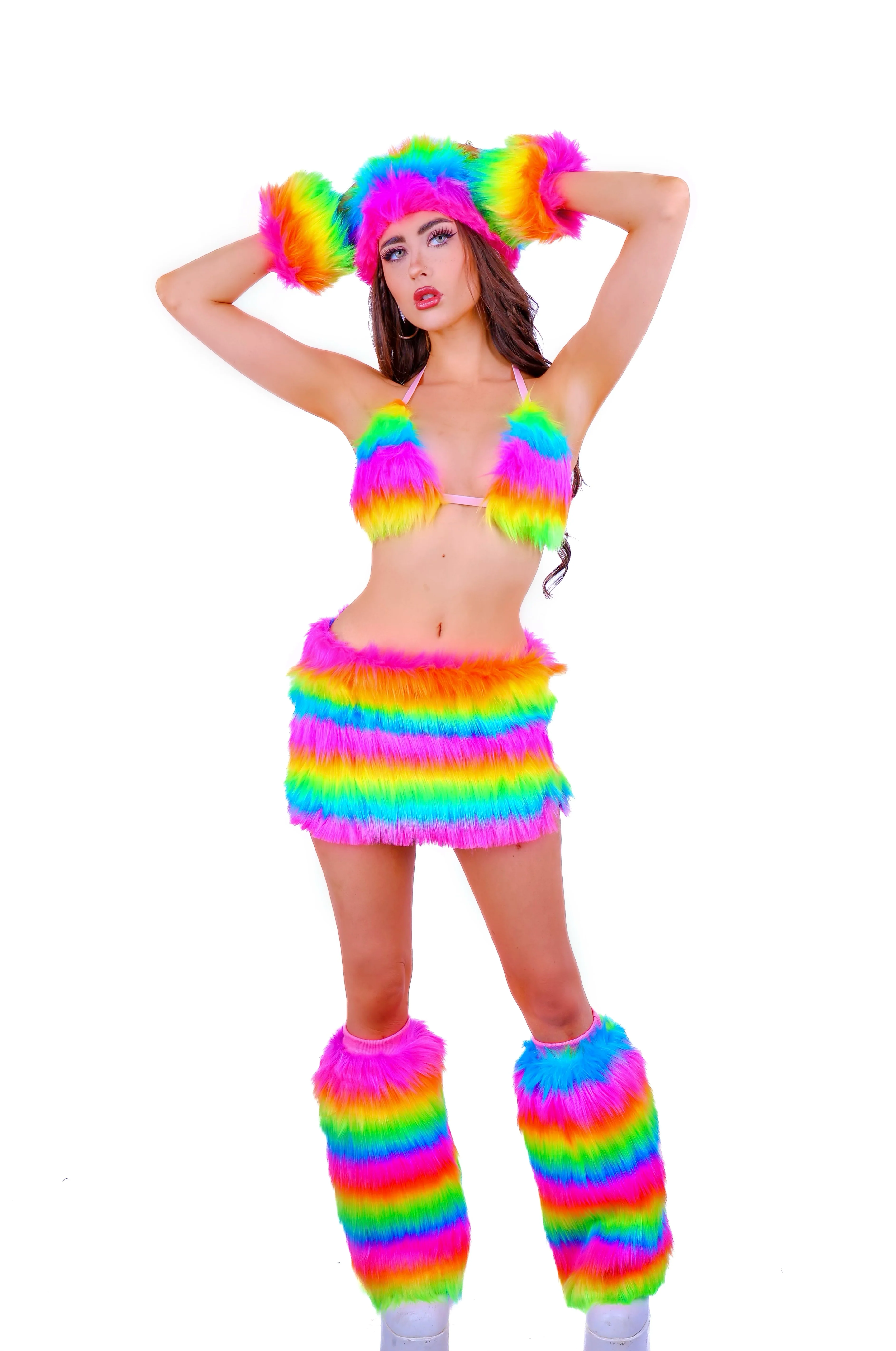 Rainbow Dream Fuzzy Leg Warmers - Image 3