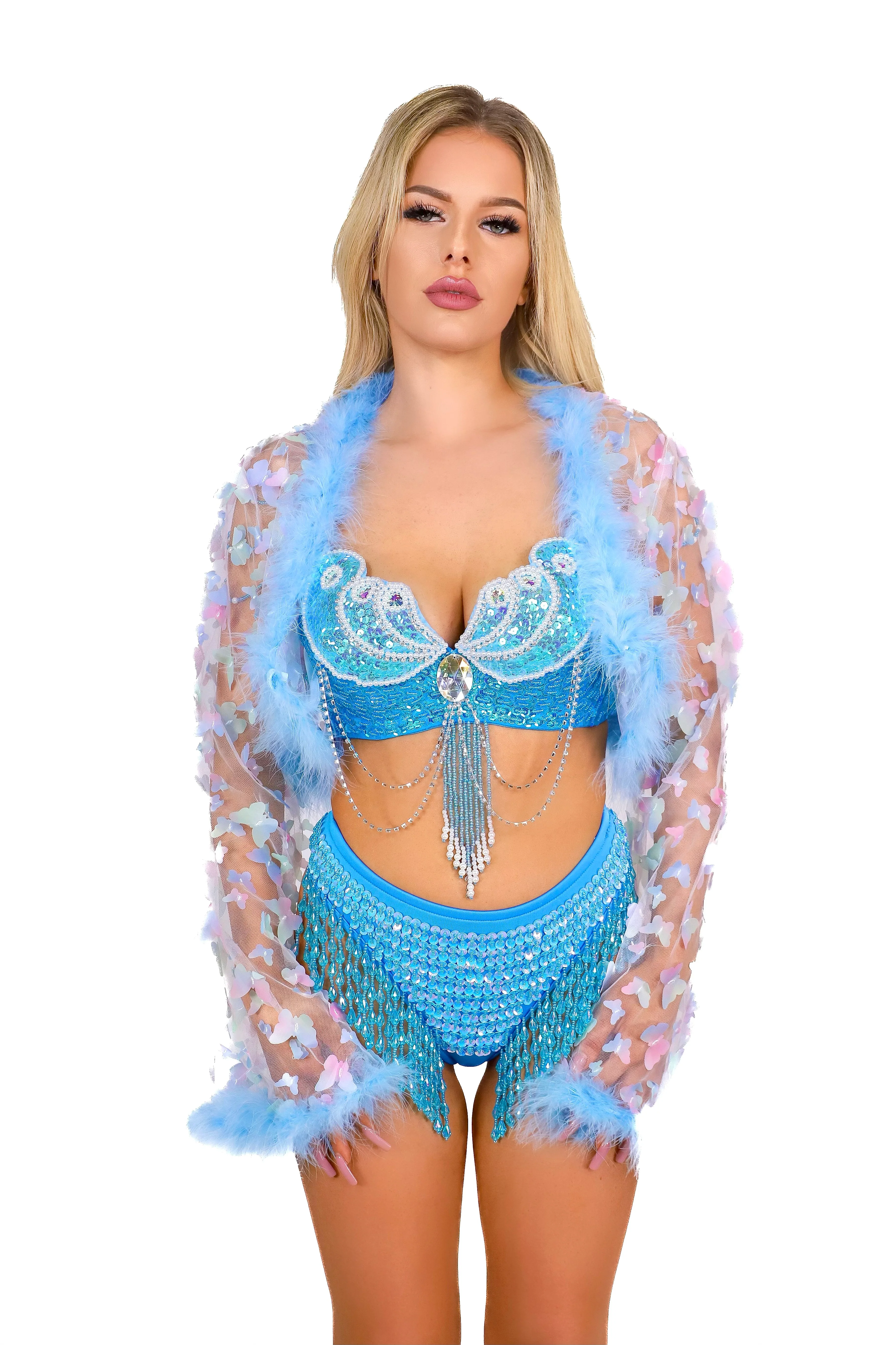 FULL OUTFIT- Aqua Fuzzy Mermaid (3 pcs)