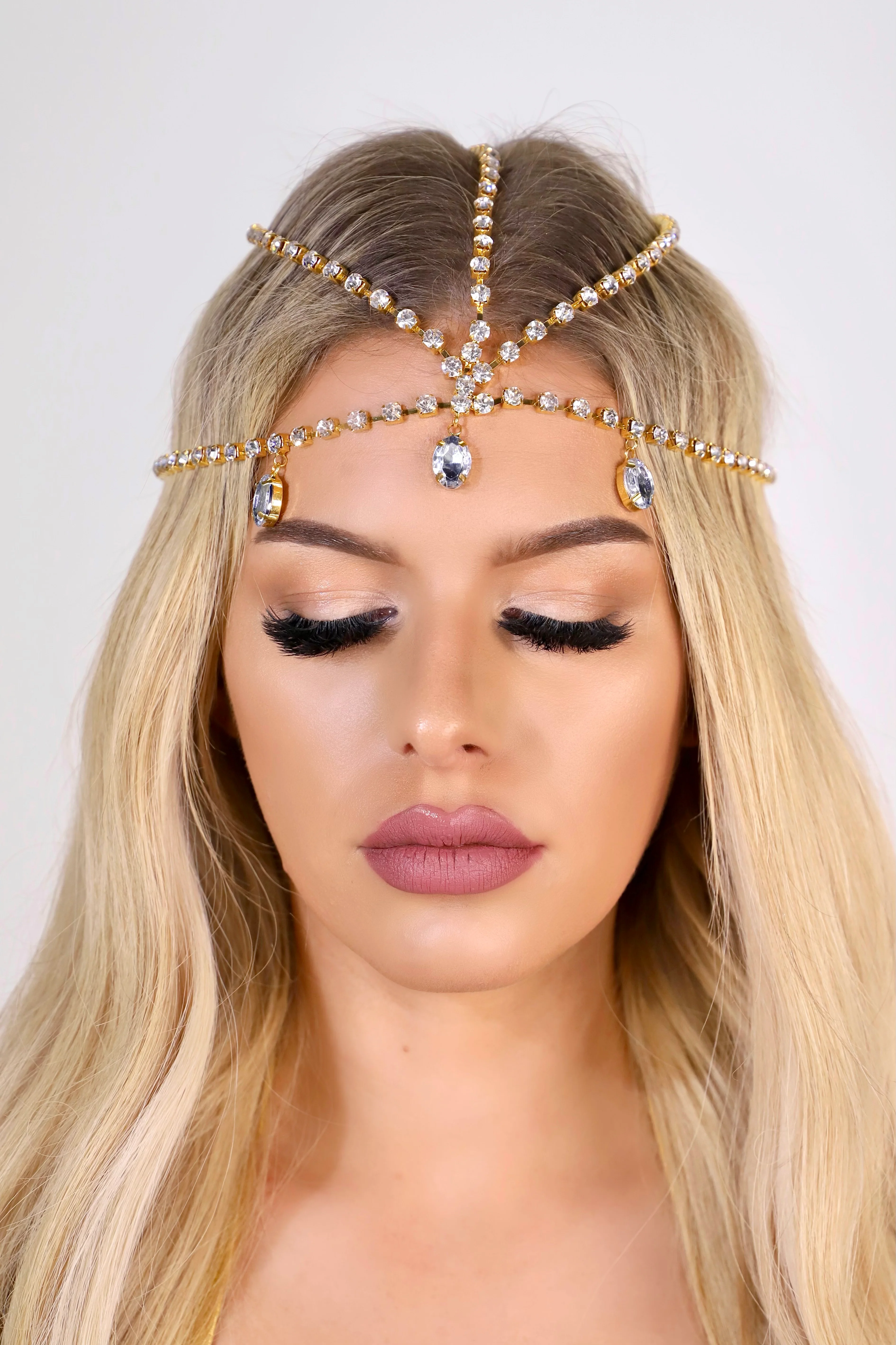 Gold Sunset Rhinestone Head Jewelry - Image 2
