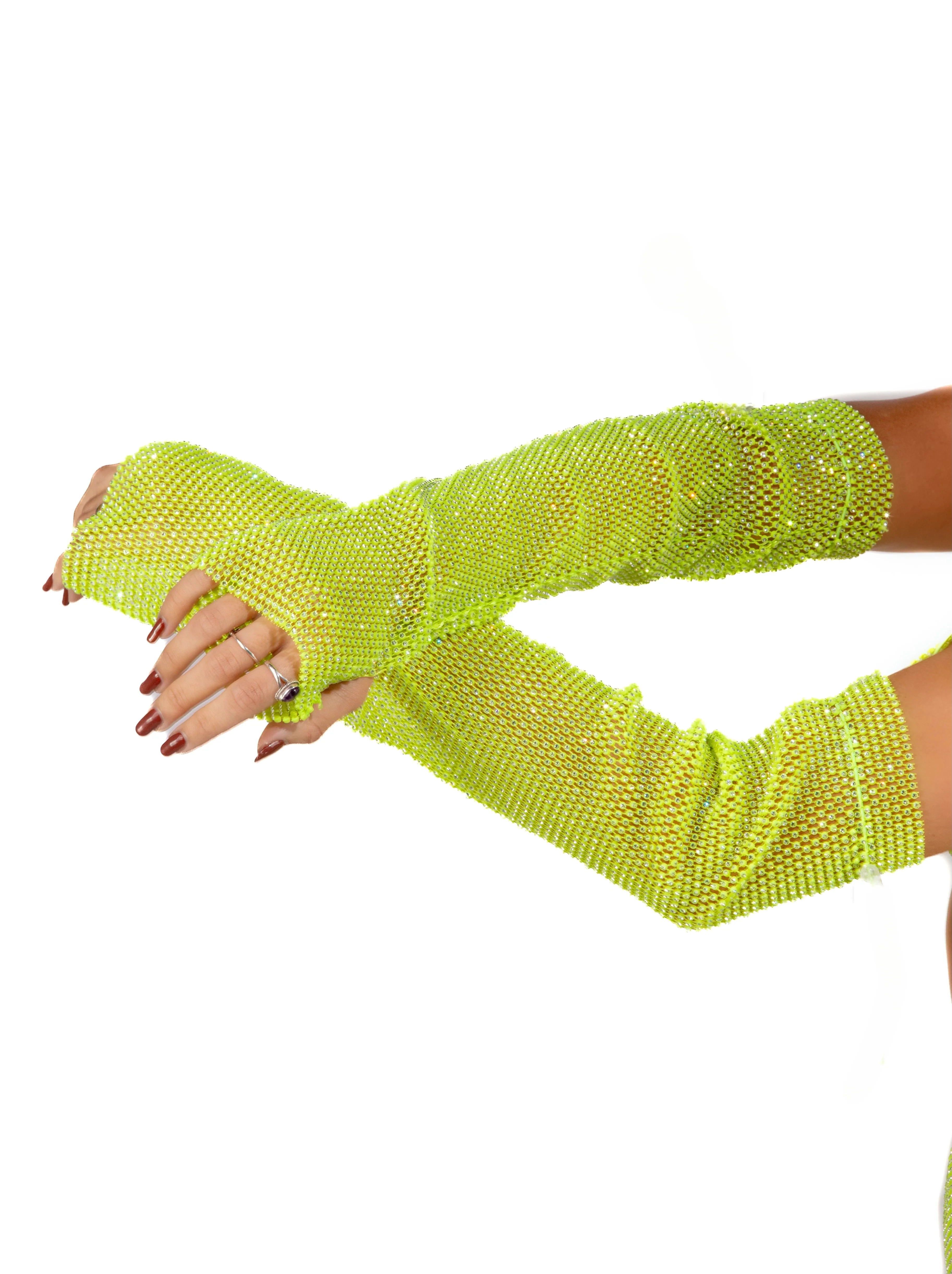 Mesh Fishnet Set - Neon Green (3 pcs) - Image 11