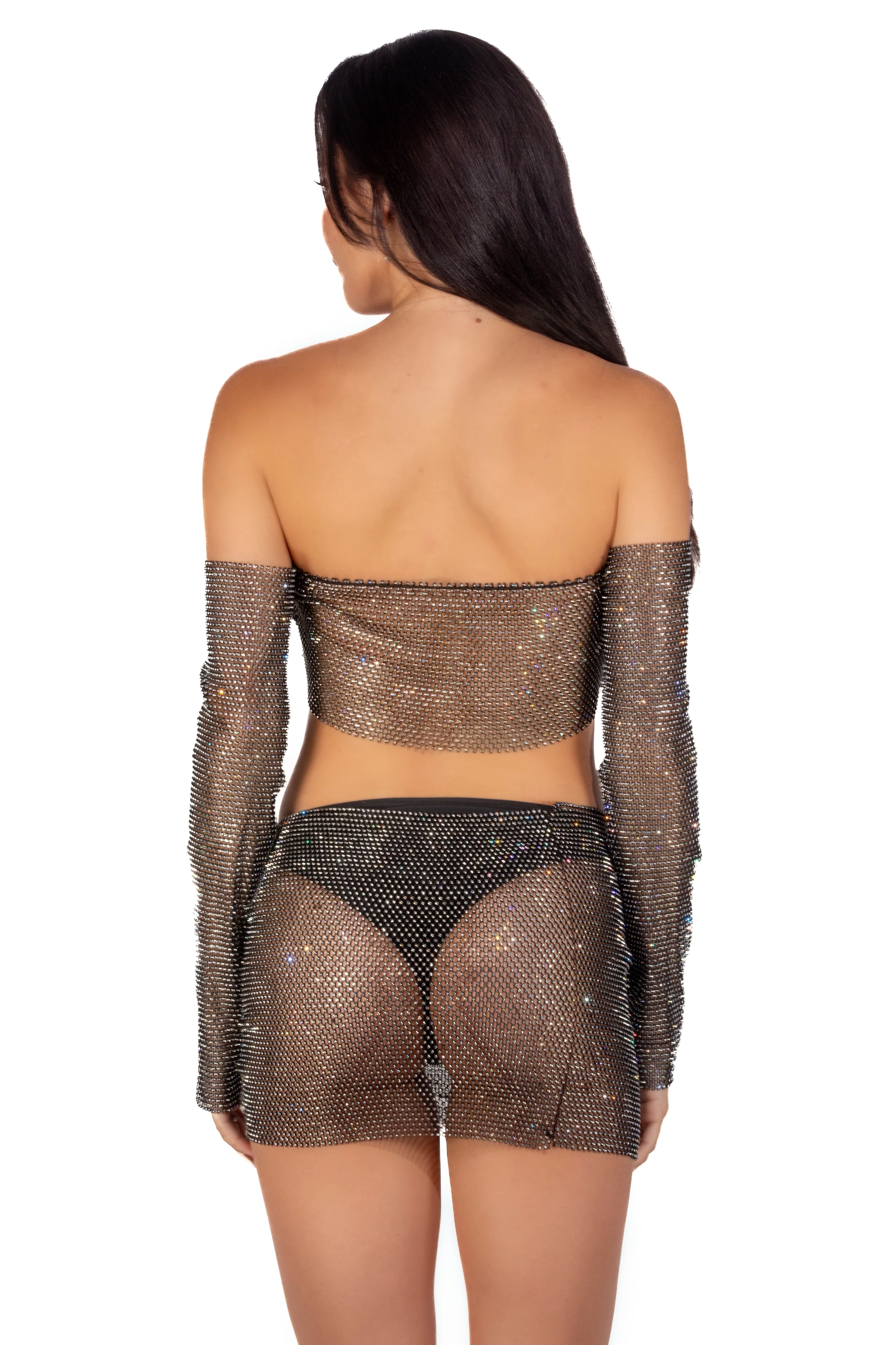 Mesh Fishnet Skirt- Black Cross Tie - Image 4
