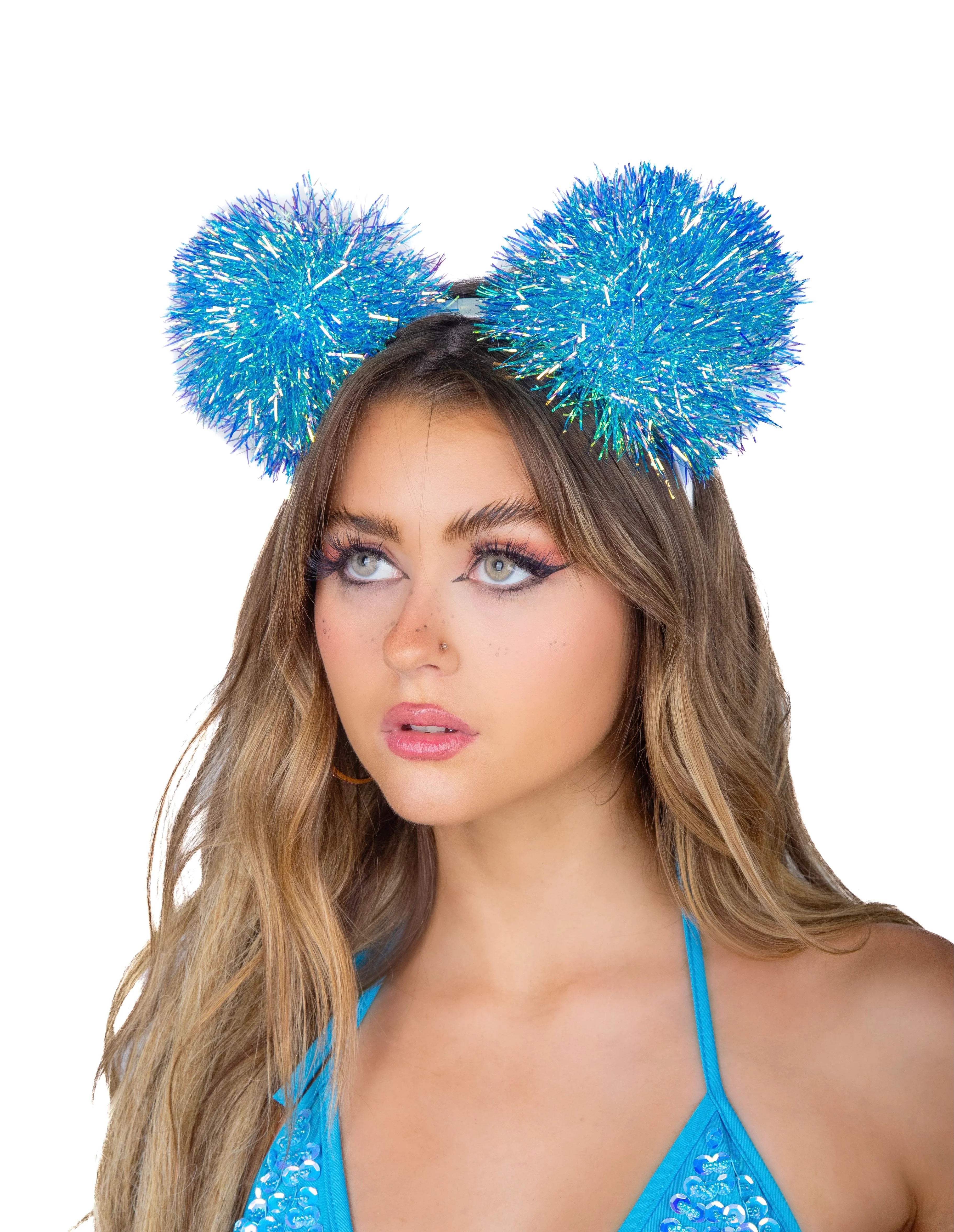 Blue Pom Pom Headband - Image 2