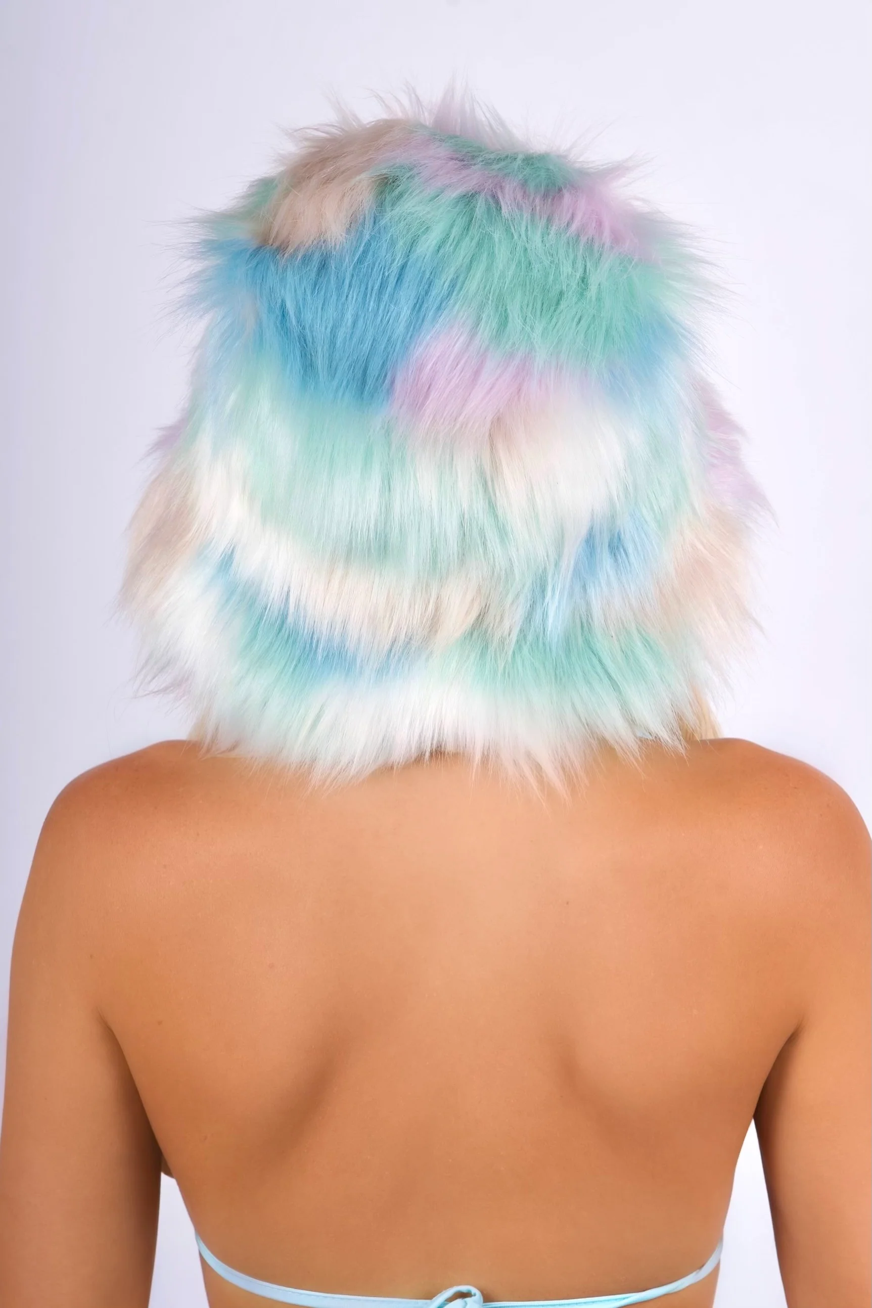 Pastel Rainbow Fuzzy Hat - Image 3