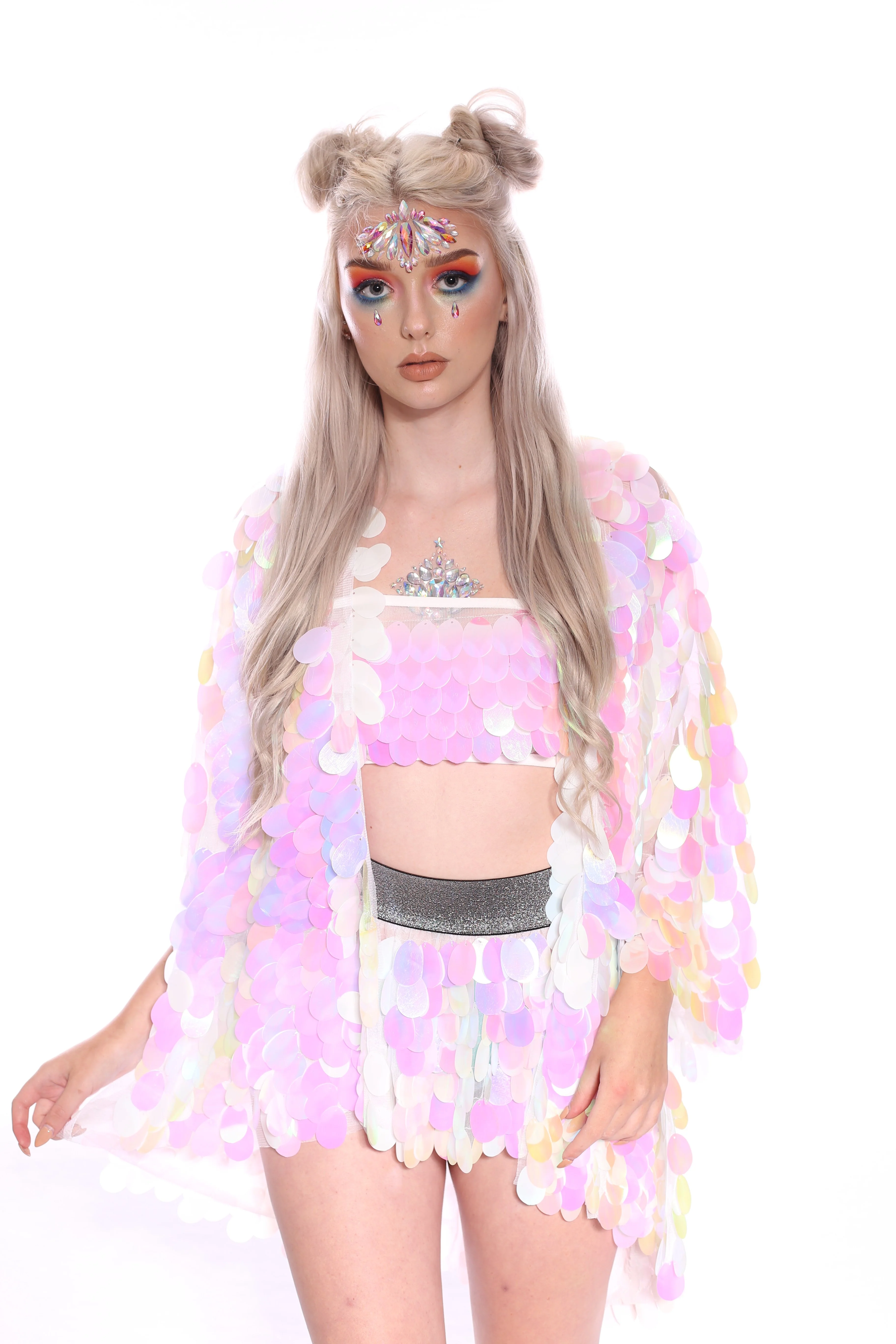 Cotton Pink Sequin Kimono - Image 6