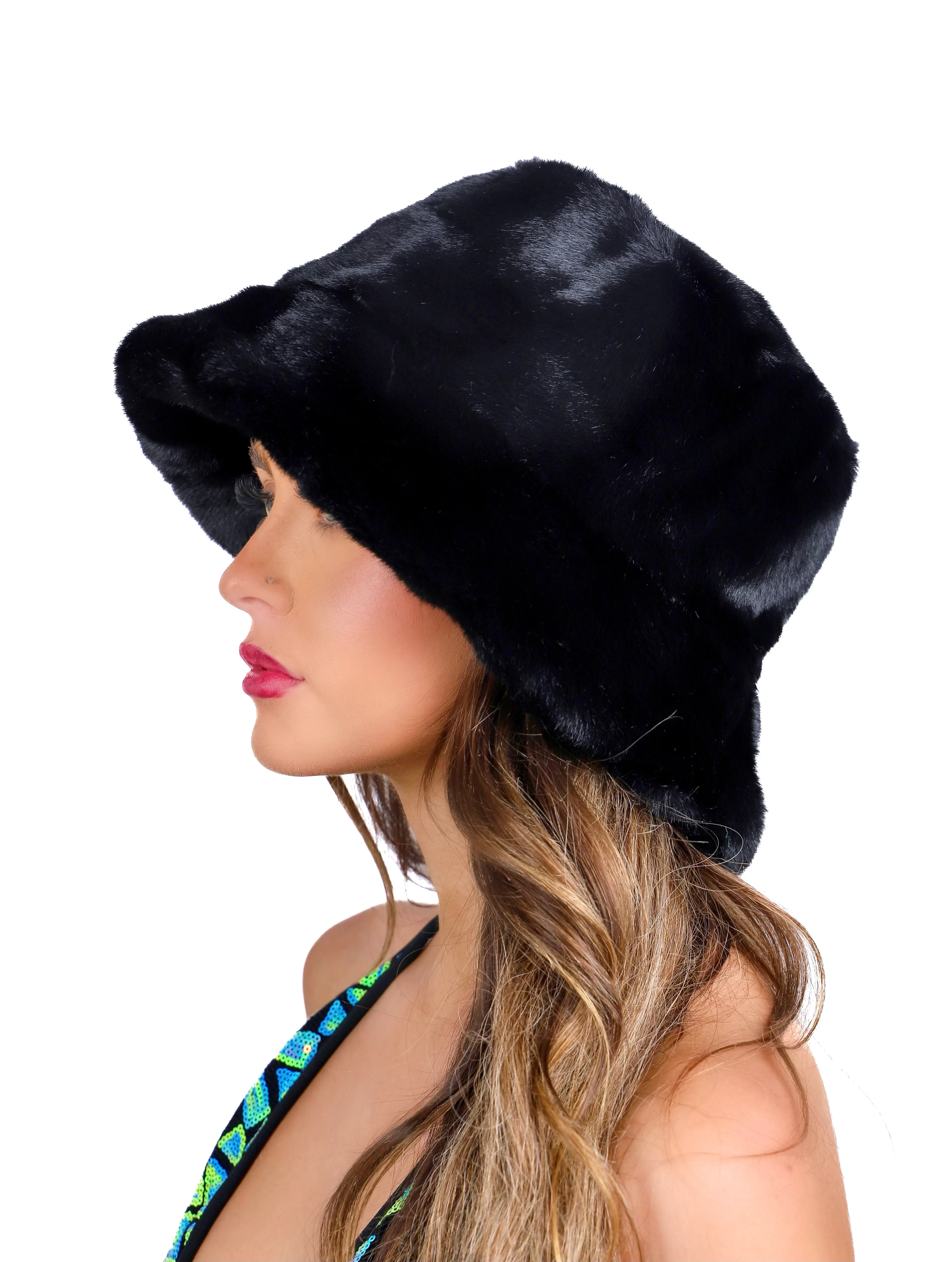 Black Fuzzy Hat - Image 3