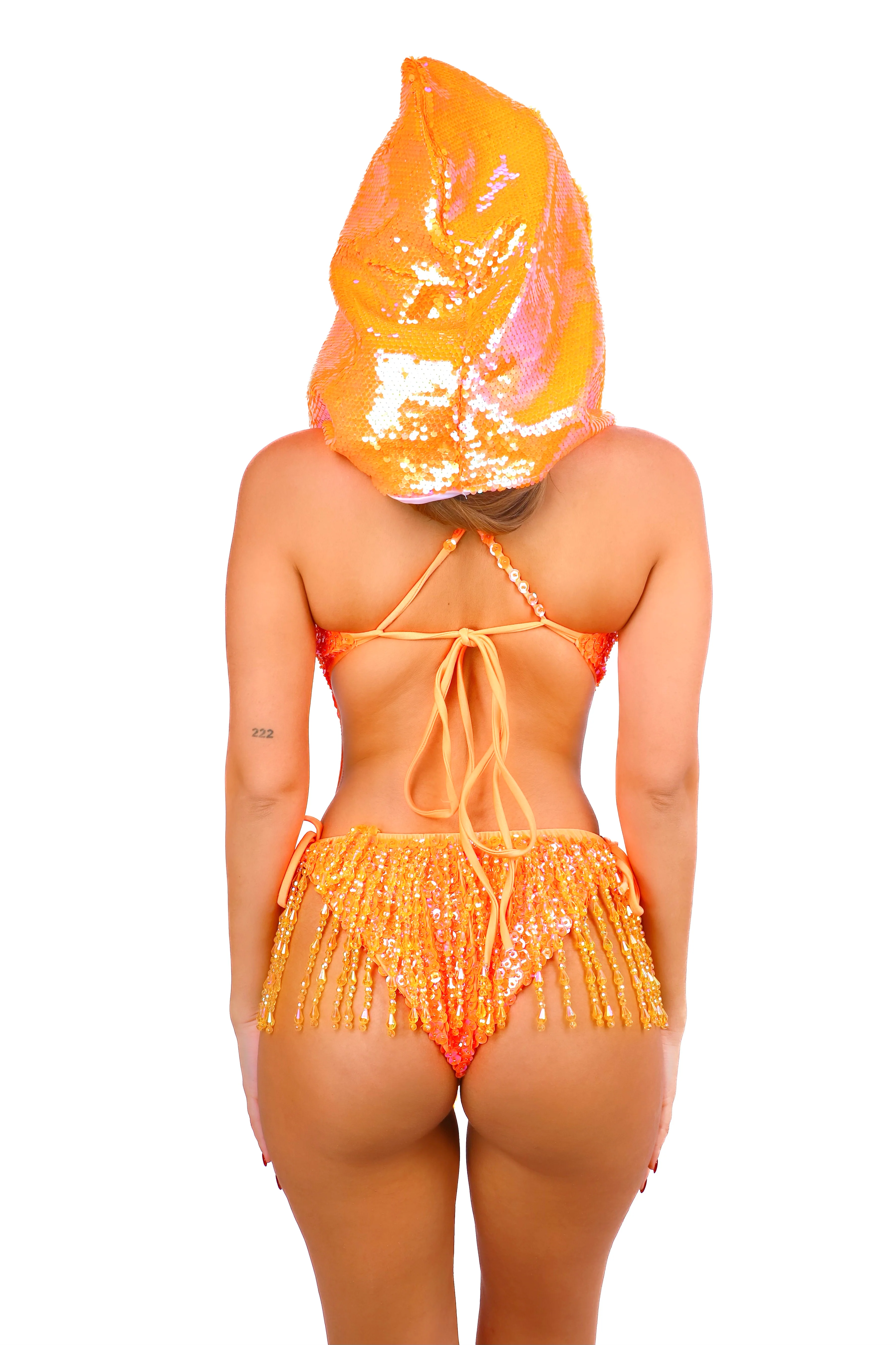 Orange Citrus Sequin Hood - Image 4
