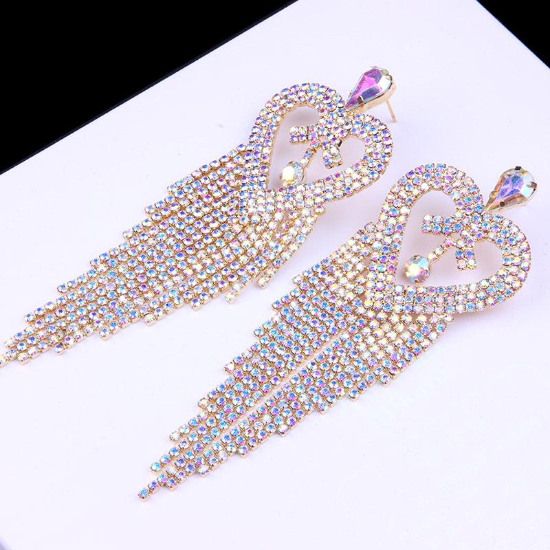 Diamond Heart Rhinestone Earrings - Image 9