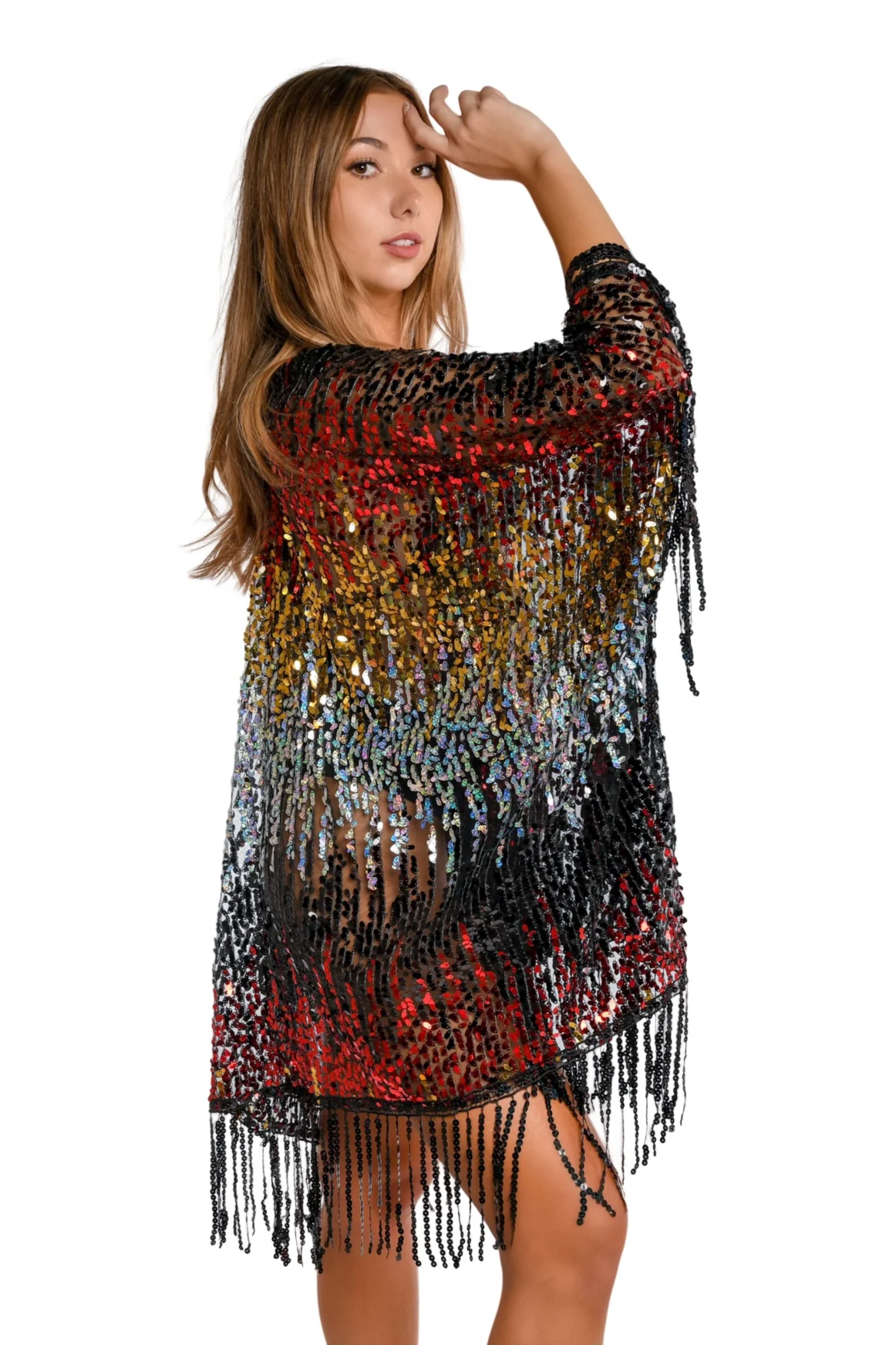 Disco Sequin Tassel Kimono - Midnight Fairy - Image 6