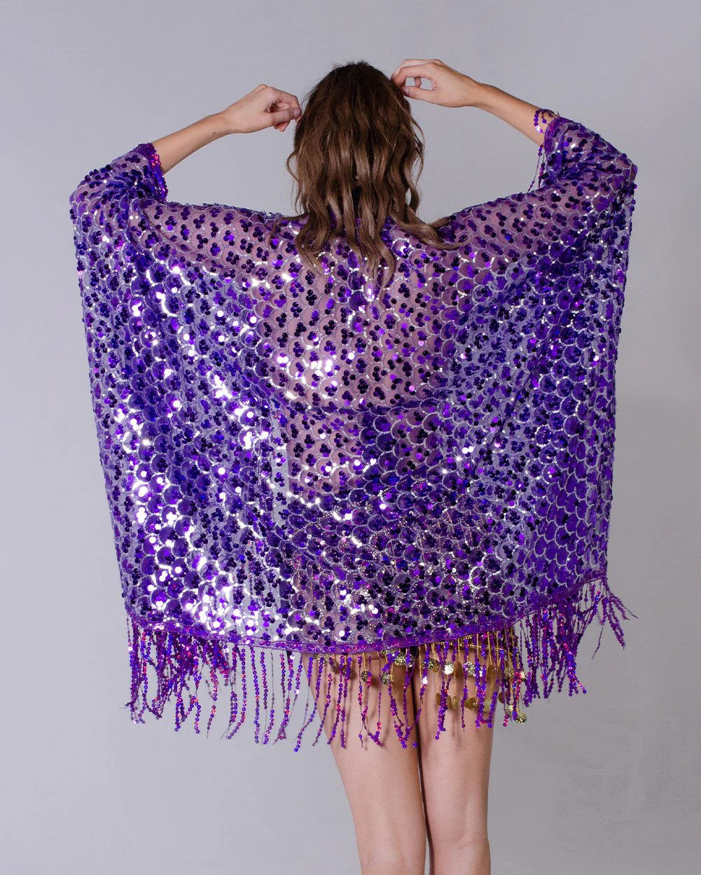 Disco Sequin Tassel Kimono - Purple Treasure - Image 3