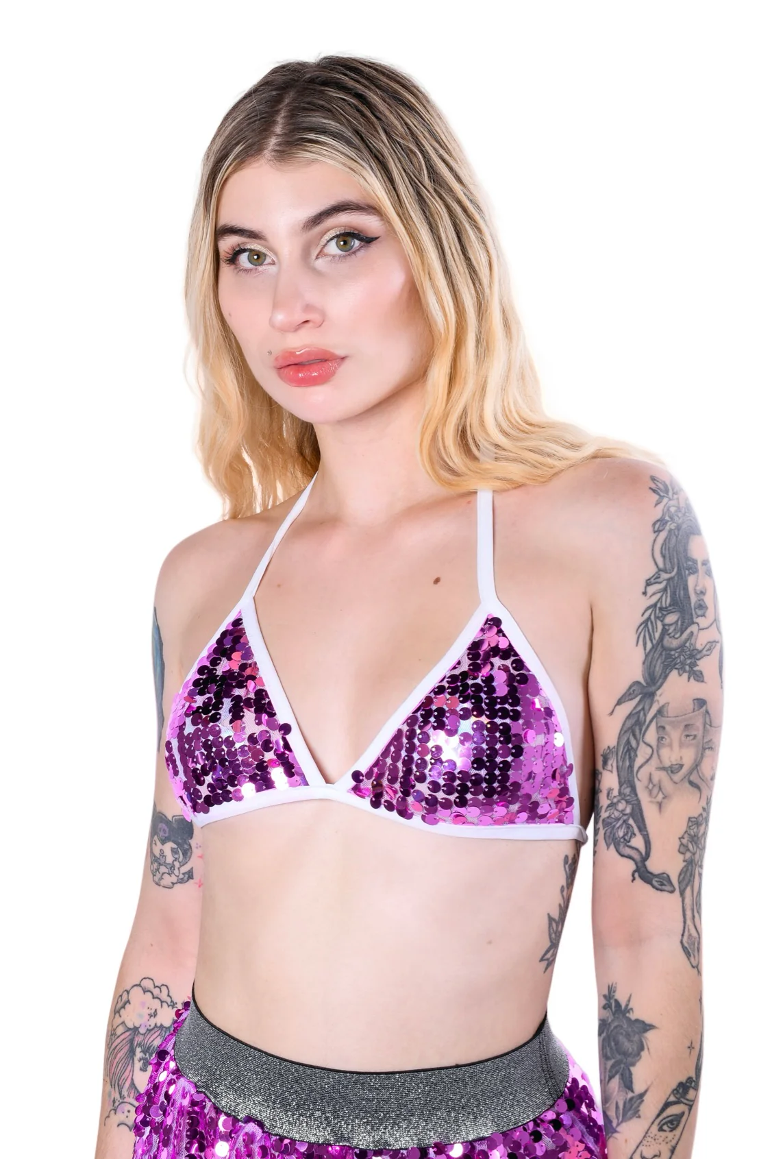 Magenta Sequin Triangle Top - Image 2