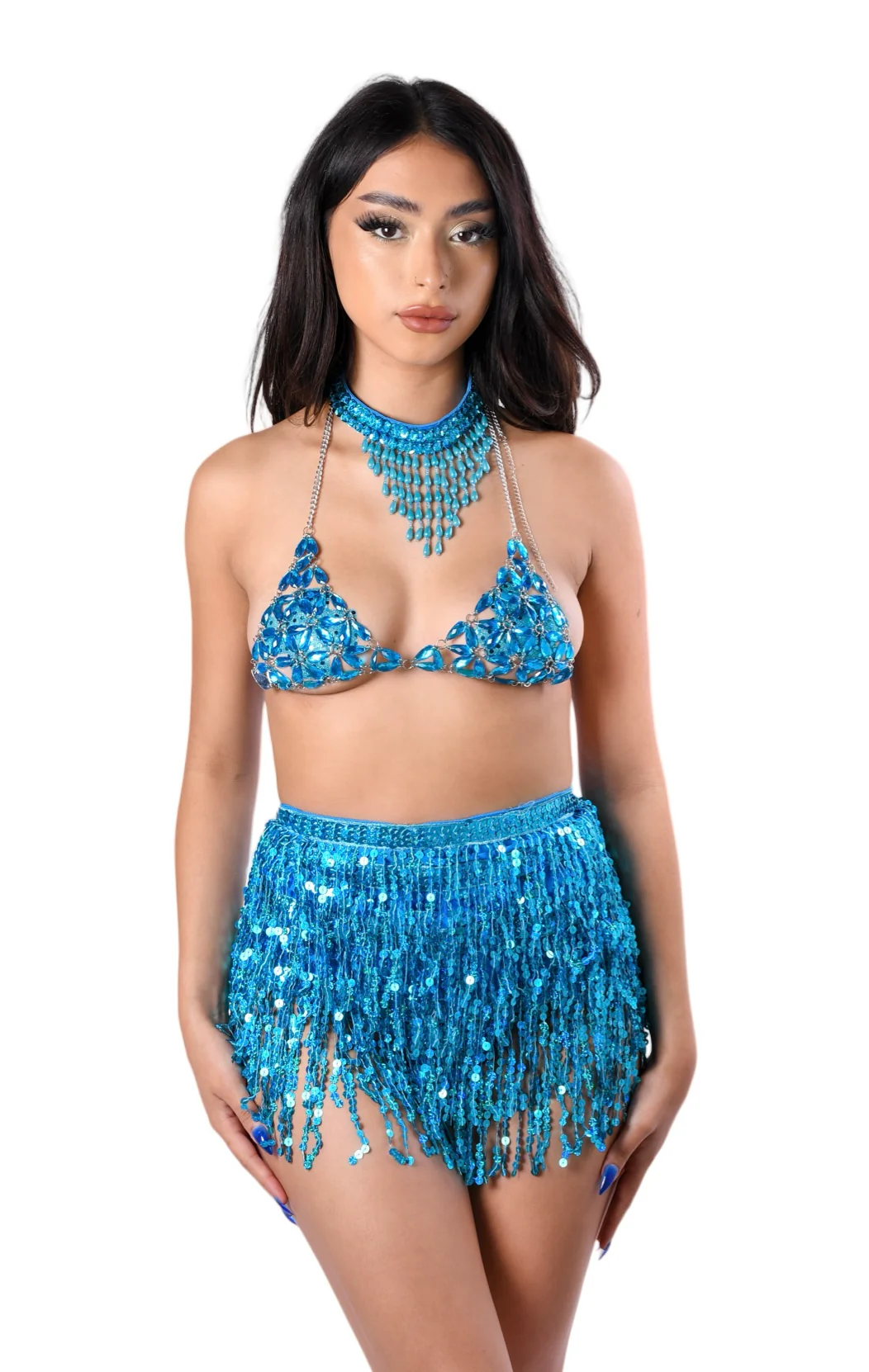 FULL OUTFIT- Blue Gem (Top+Skirt+Necklace) - Image 2