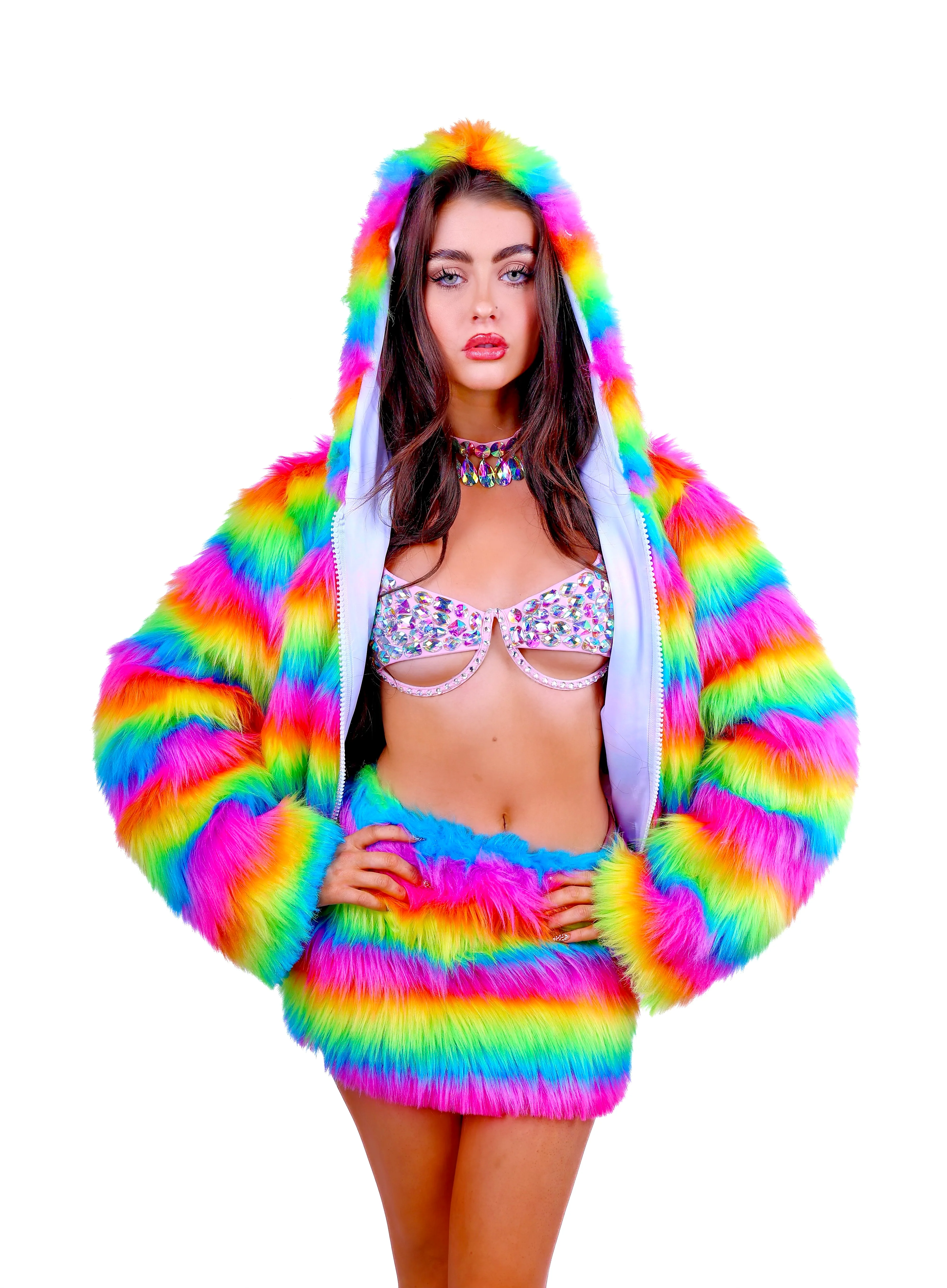 FULL OUTFIT-Fuzzy Rainbow Candy (3 pcs) - Image 2