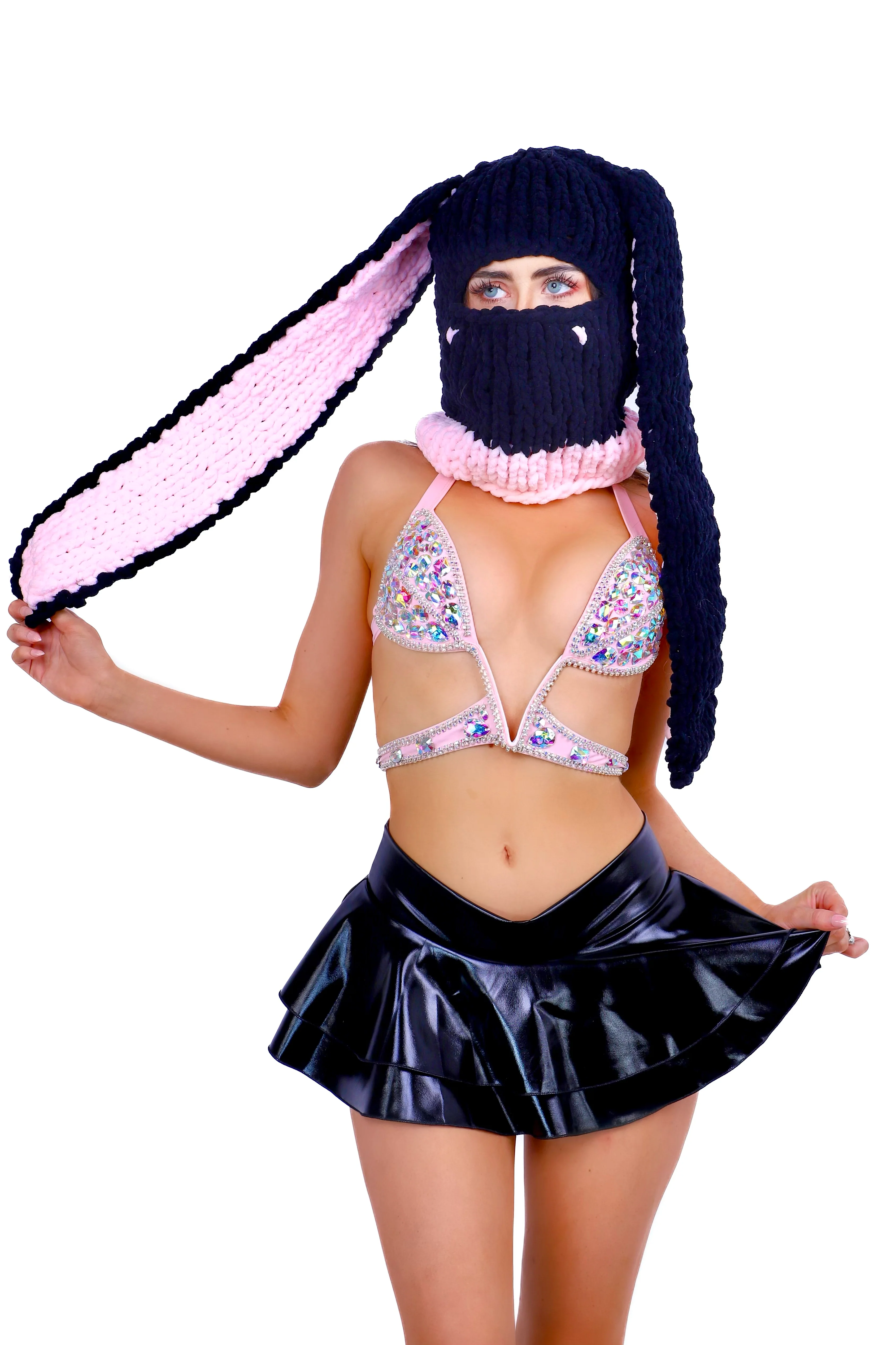 FULL OUTFIT-Black/ Pink Bunny Diva (3 pcs) - Image 2