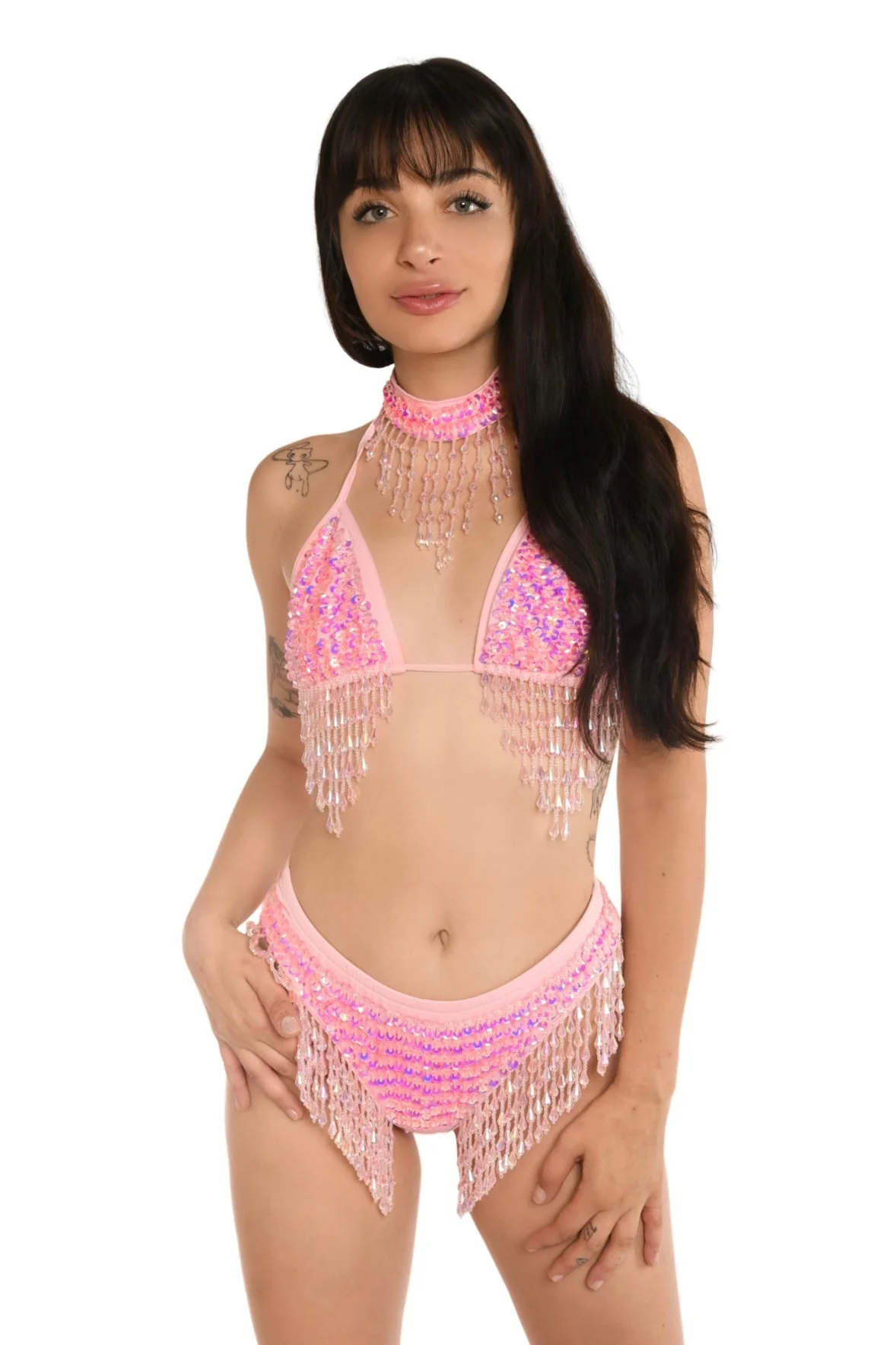 FULL OUTFIT - Hand Stitched Sequin Set- Barbie Pink - Image 5