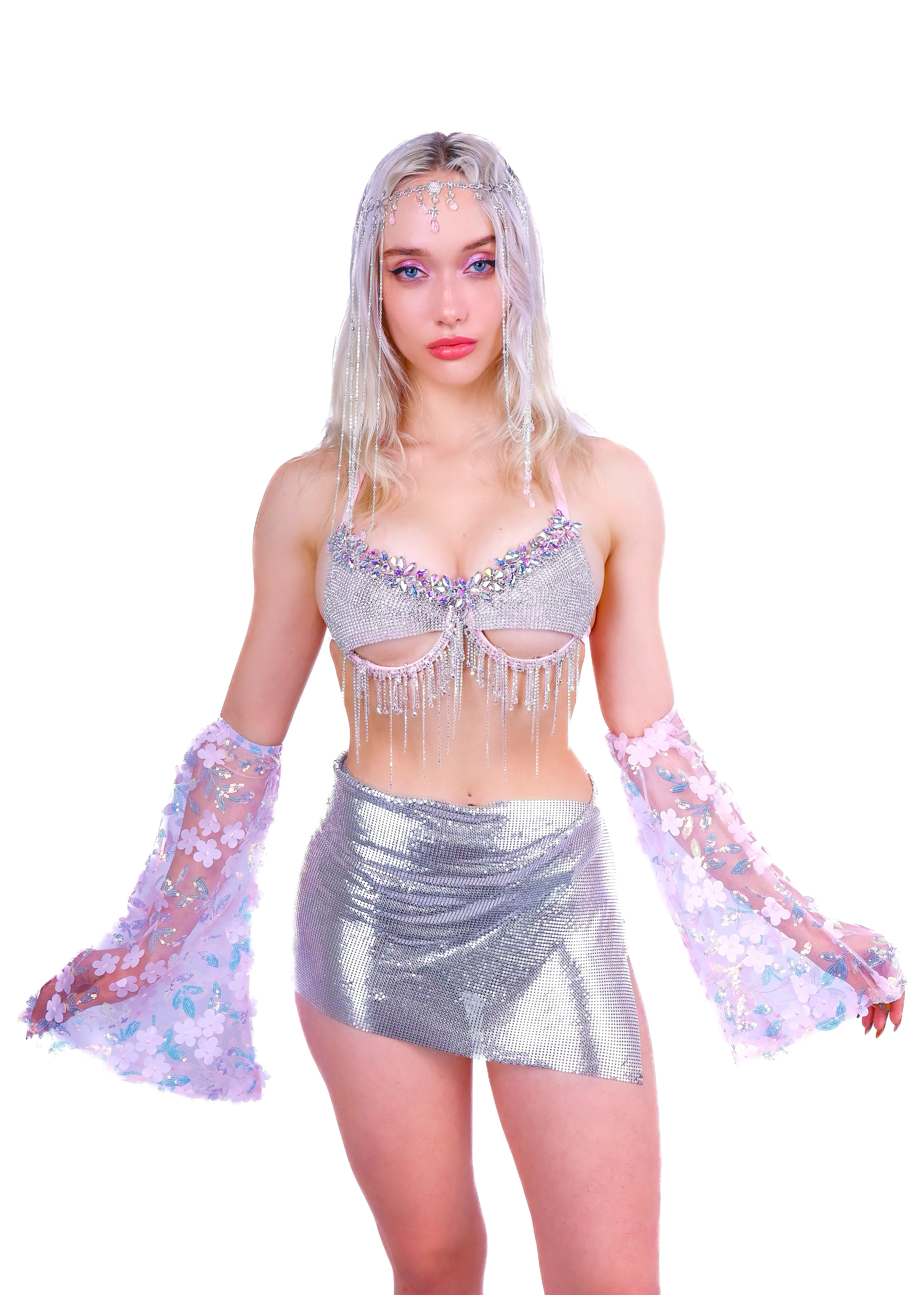 FULL OUTFIT- Pink Rhinestone Goddess Nymph (4 pcs) - Image 2