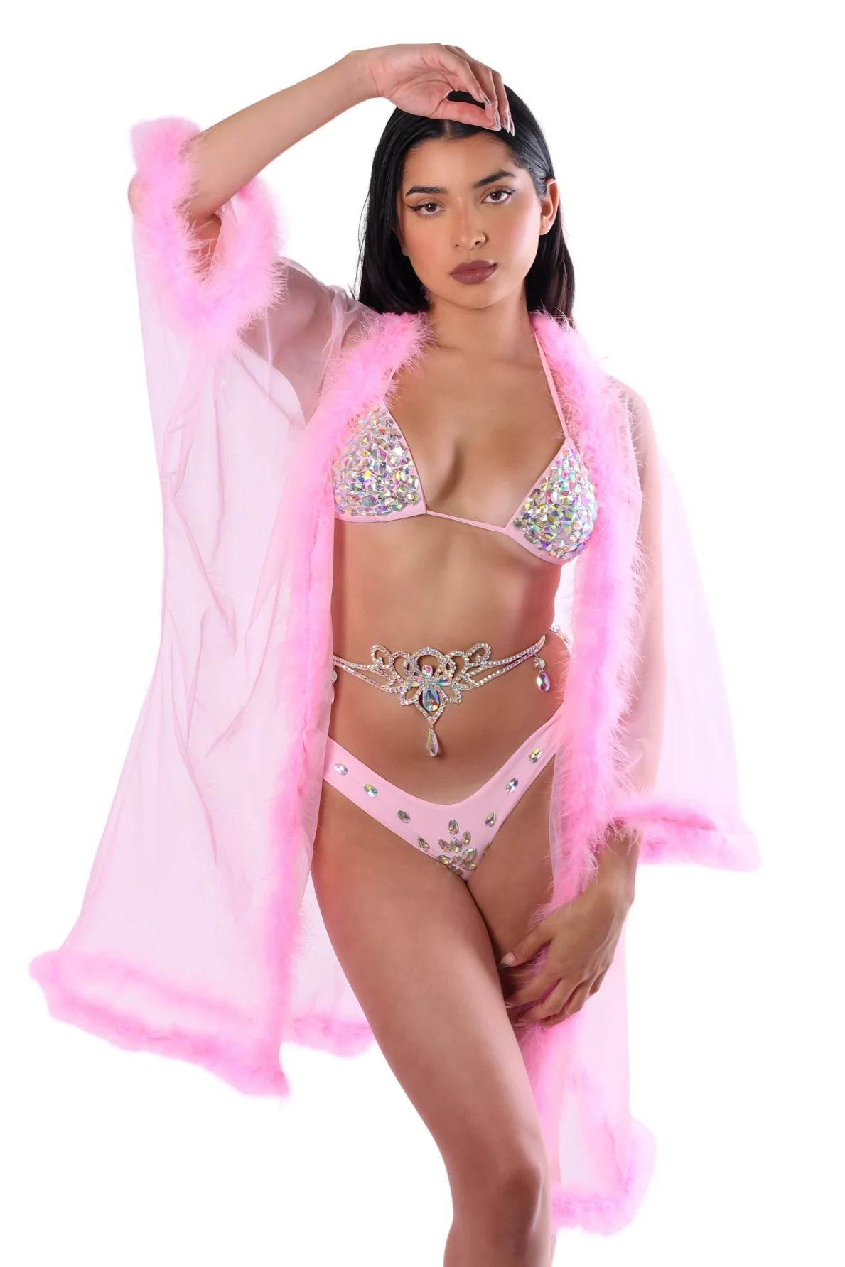 Fuzzy Kimono- Baby Pink