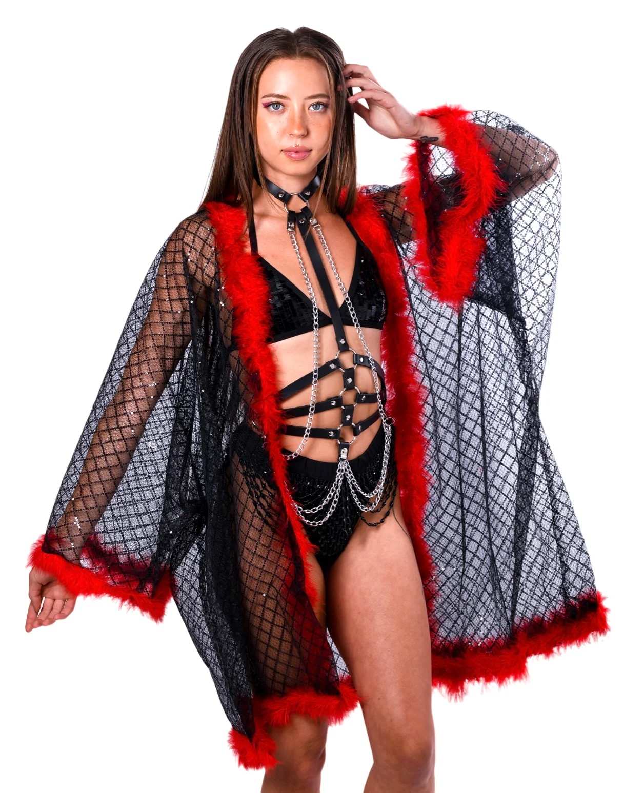 Fuzzy Sequin Kimono- Gothic - Image 2