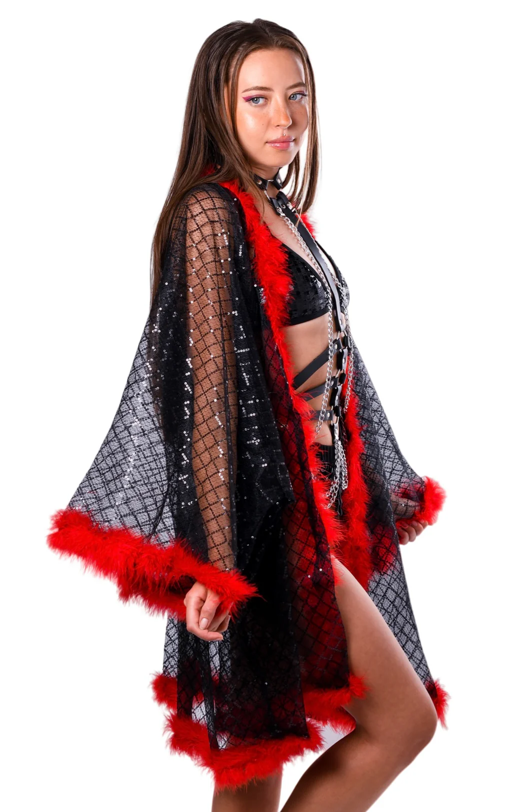 Fuzzy Sequin Kimono- Gothic - Image 3