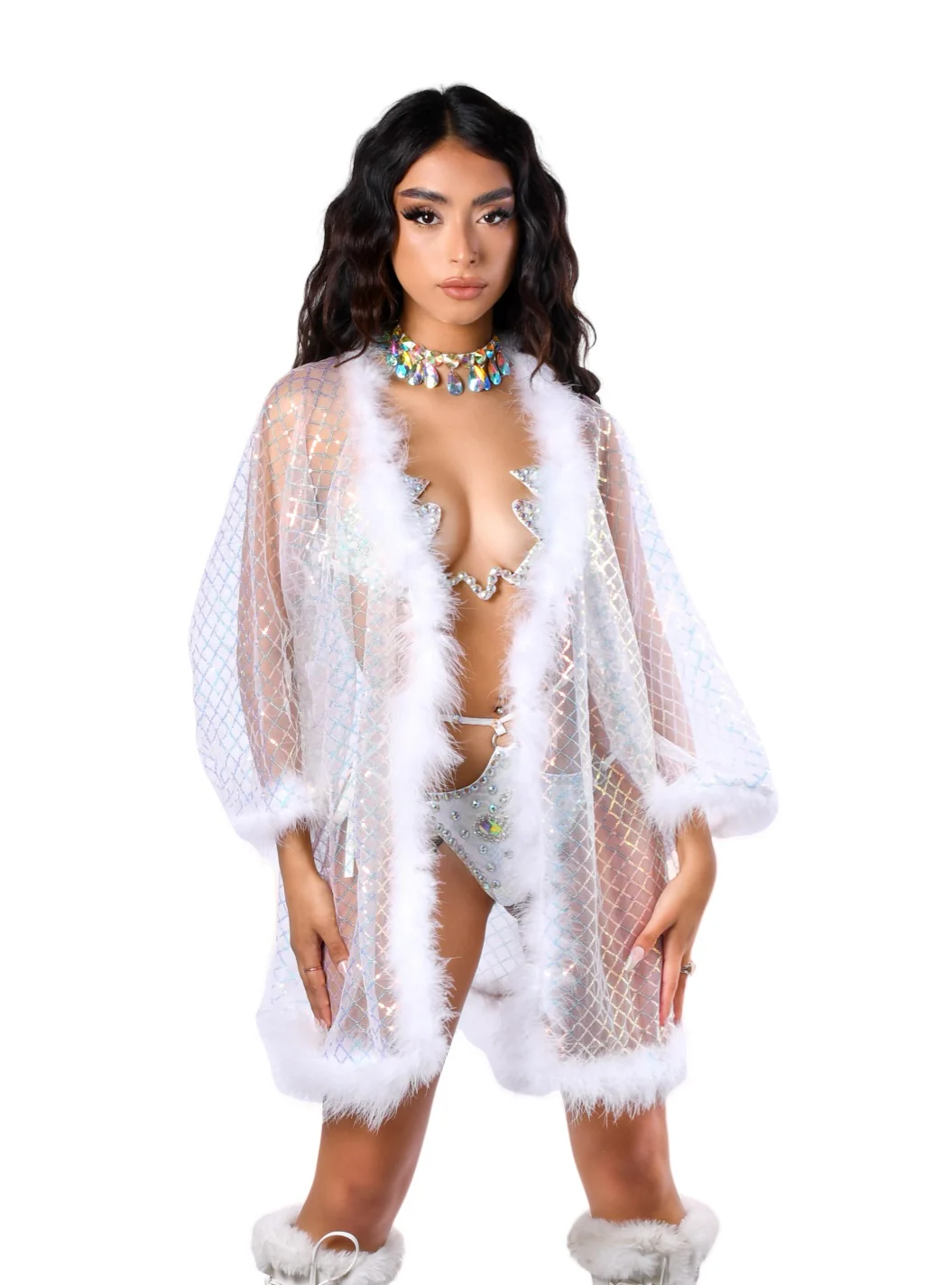 Fuzzy Sequin Kimono-Ice Fairy - Image 3