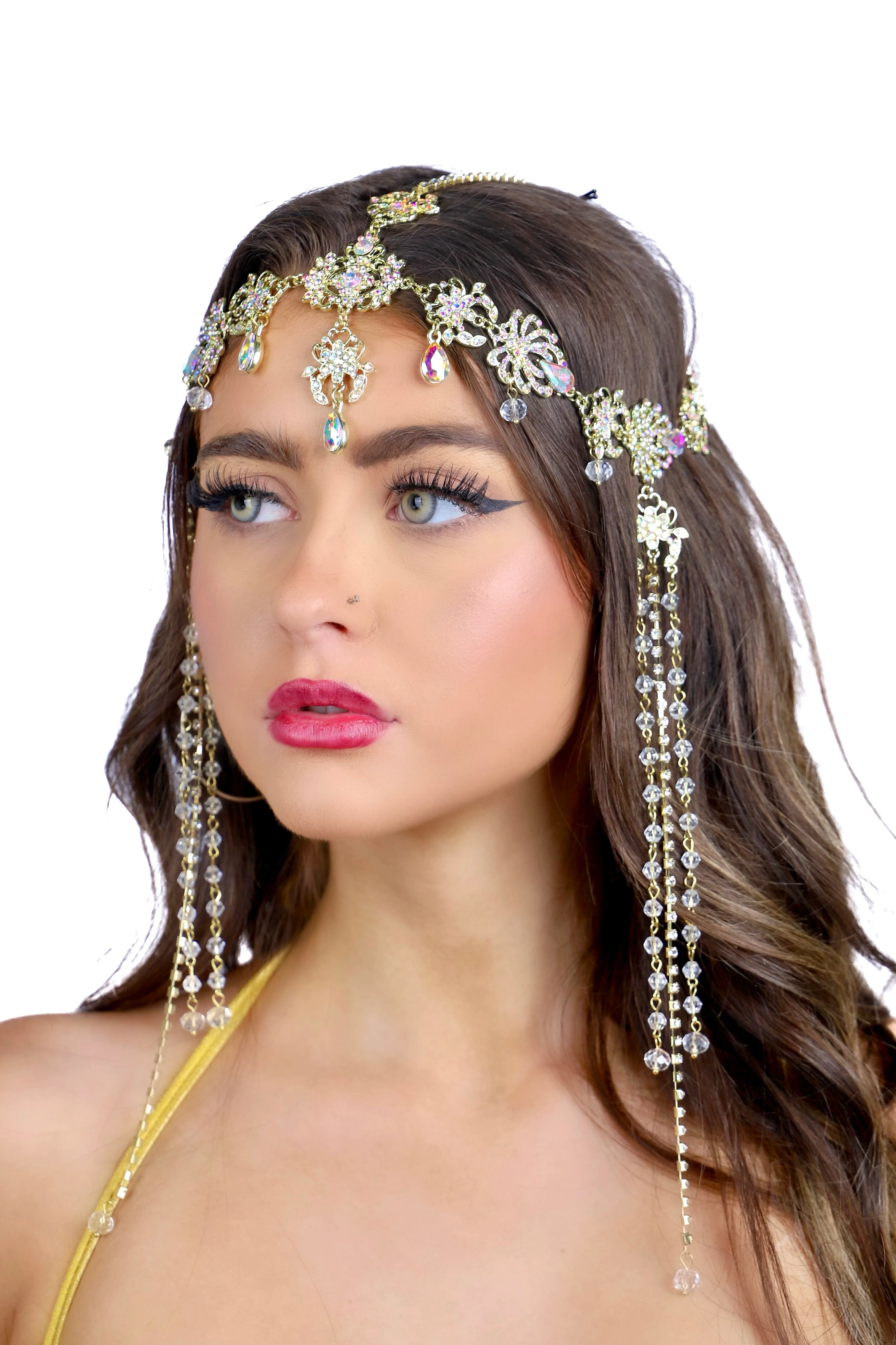 Gold Sunset Empress Rhinestone Head Jewelry - Image 2