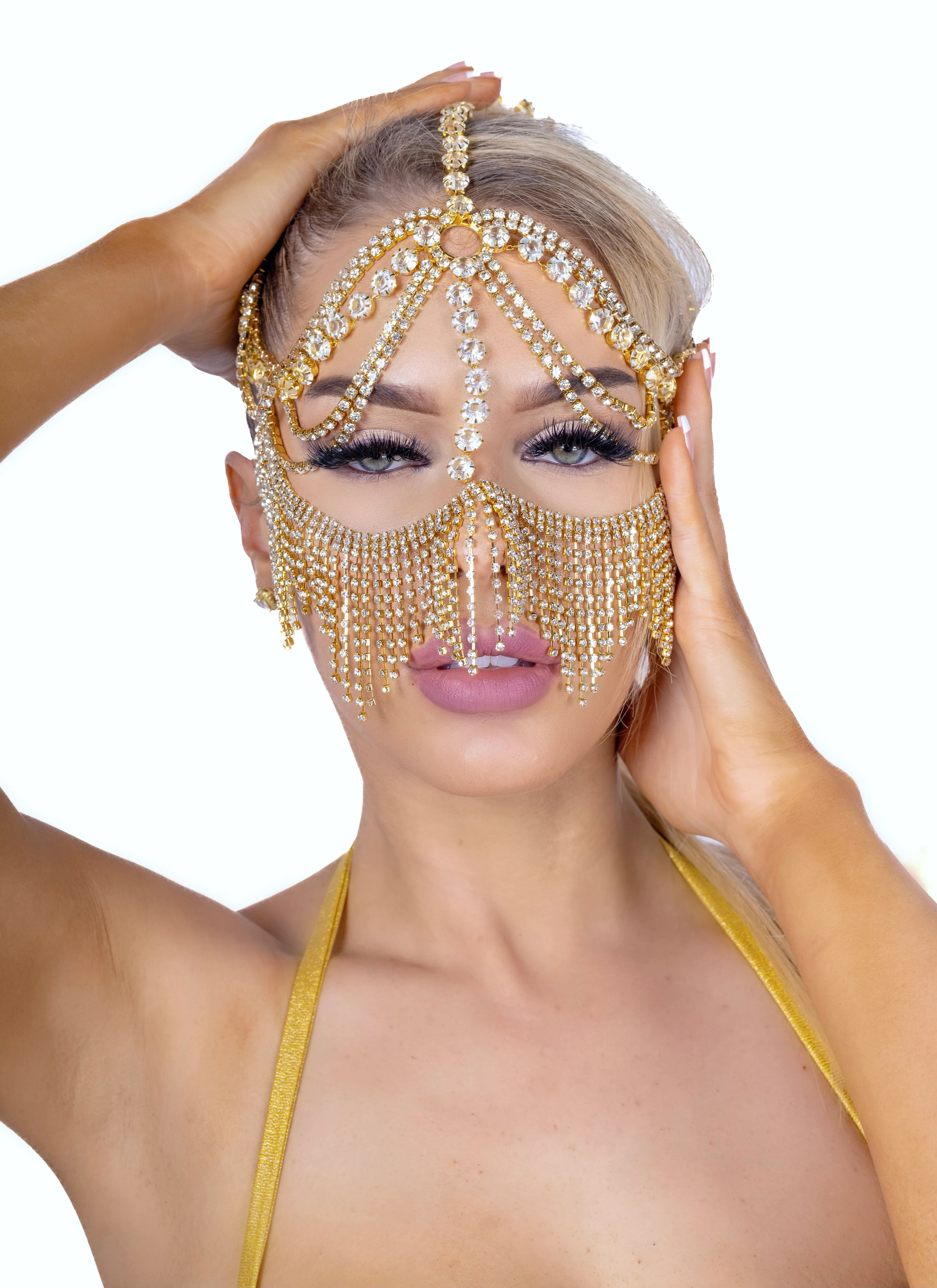 Gold Empress Rhinestone Head Piece - Image 5