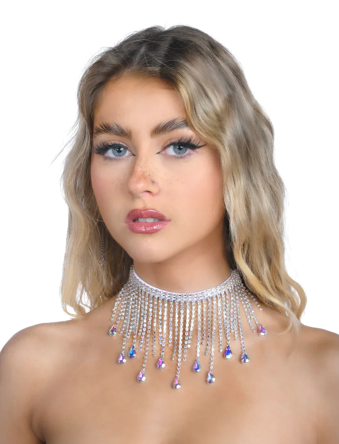 AB Rhinestone Tassel Necklace - Image 3