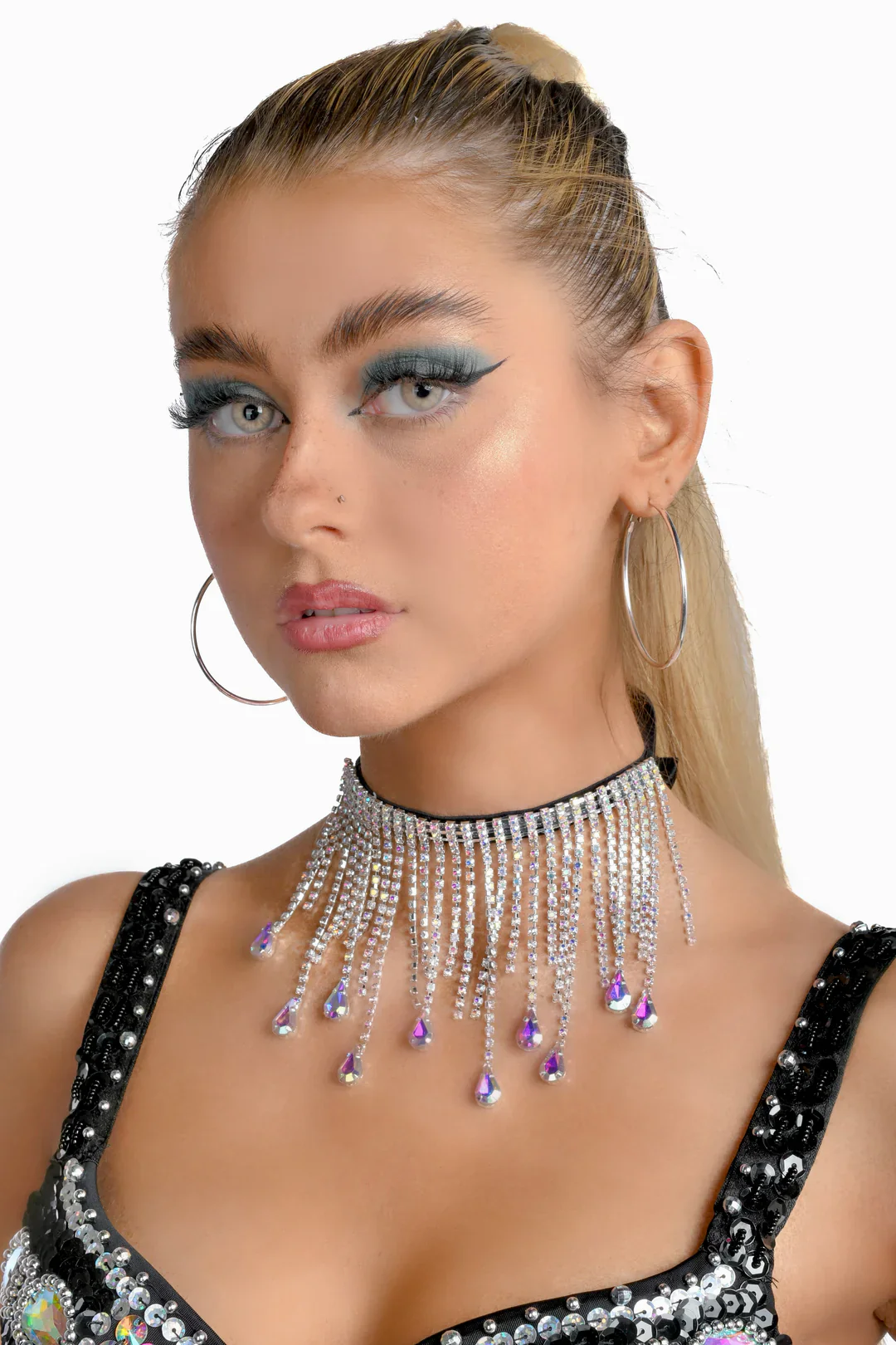 AB Rhinestone Tassel Necklace - Image 6
