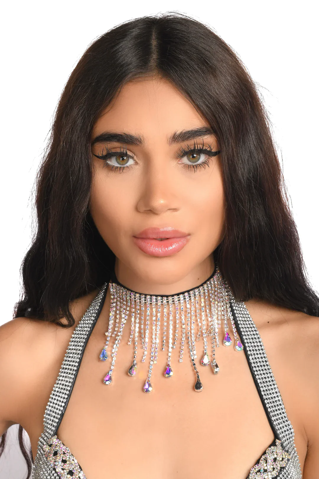 AB Rhinestone Tassel Necklace - Image 7