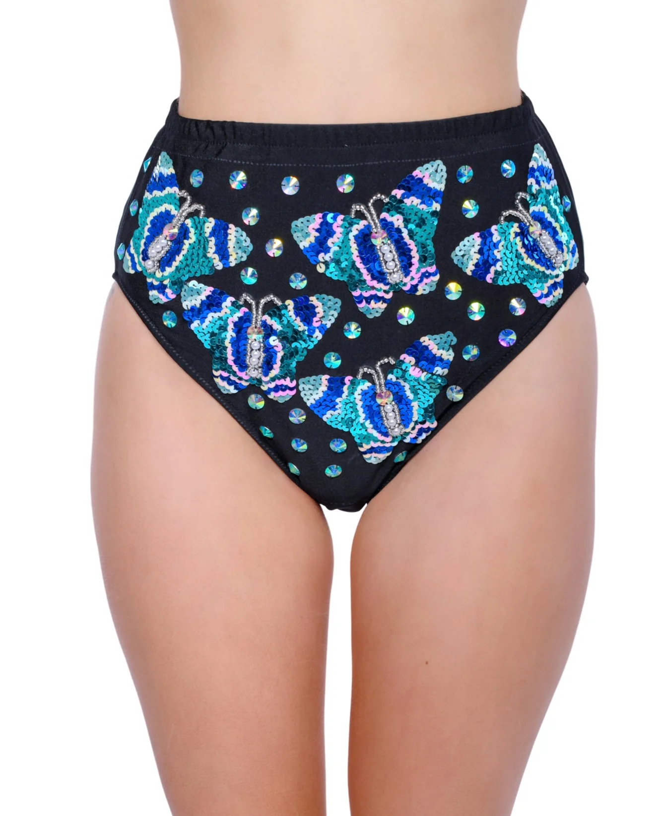 Hand Stitched Sequin Bottoms- Blue Butterfly Dream - Image 2