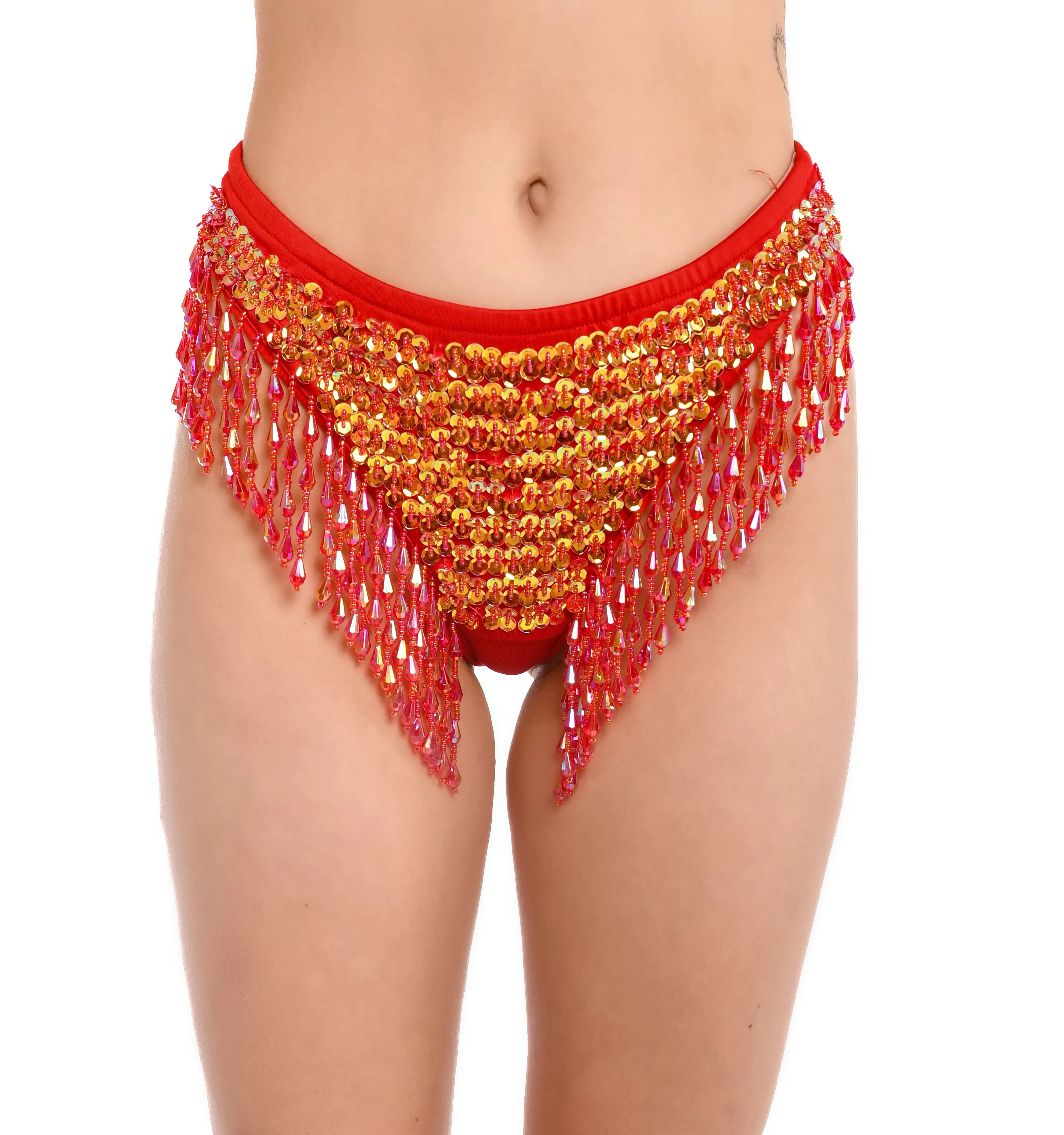 Hand Stitched Sequin Bottoms- Flame Red - Image 8