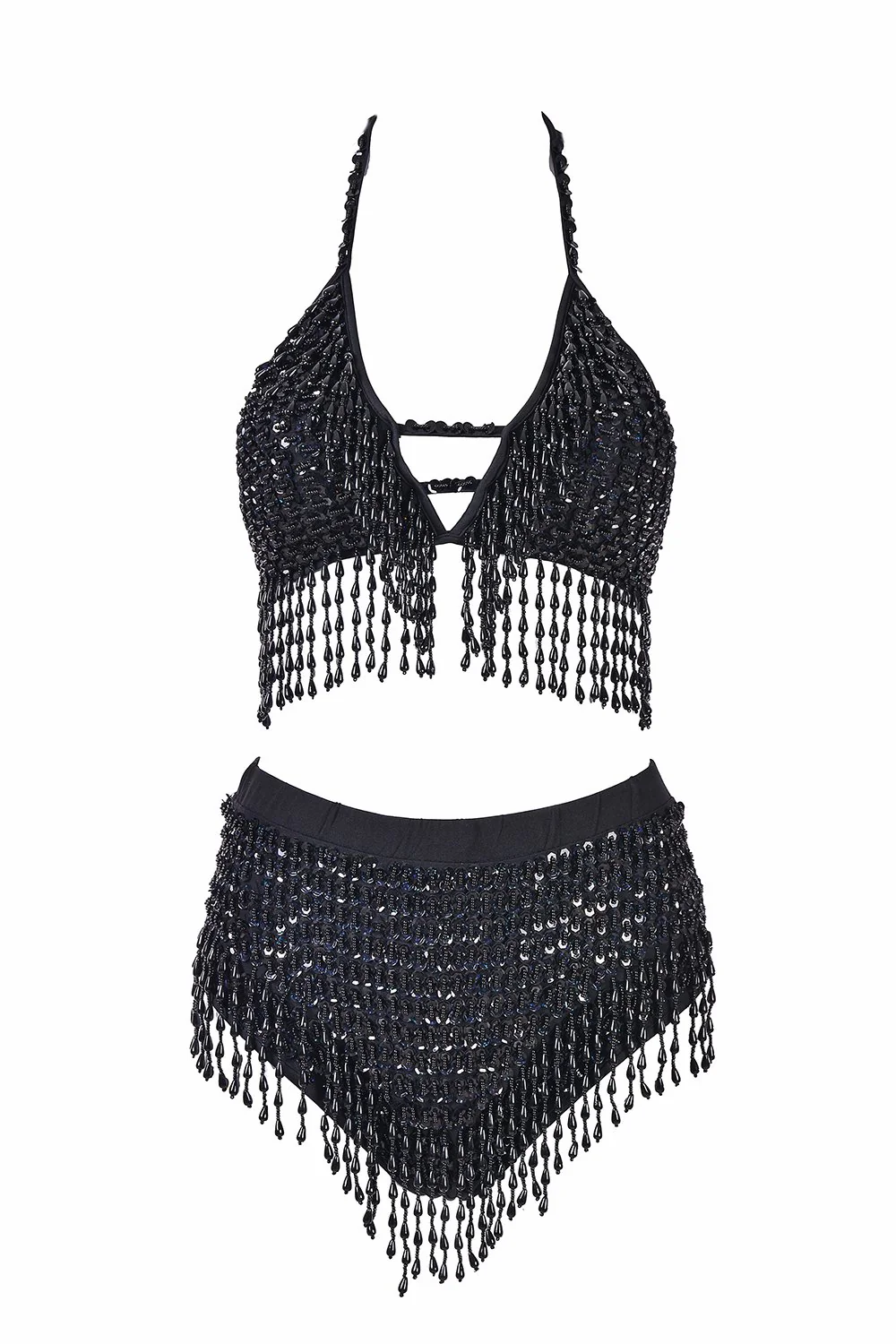 Hand Stitched Sequin Bra Top- Midnight - Image 4