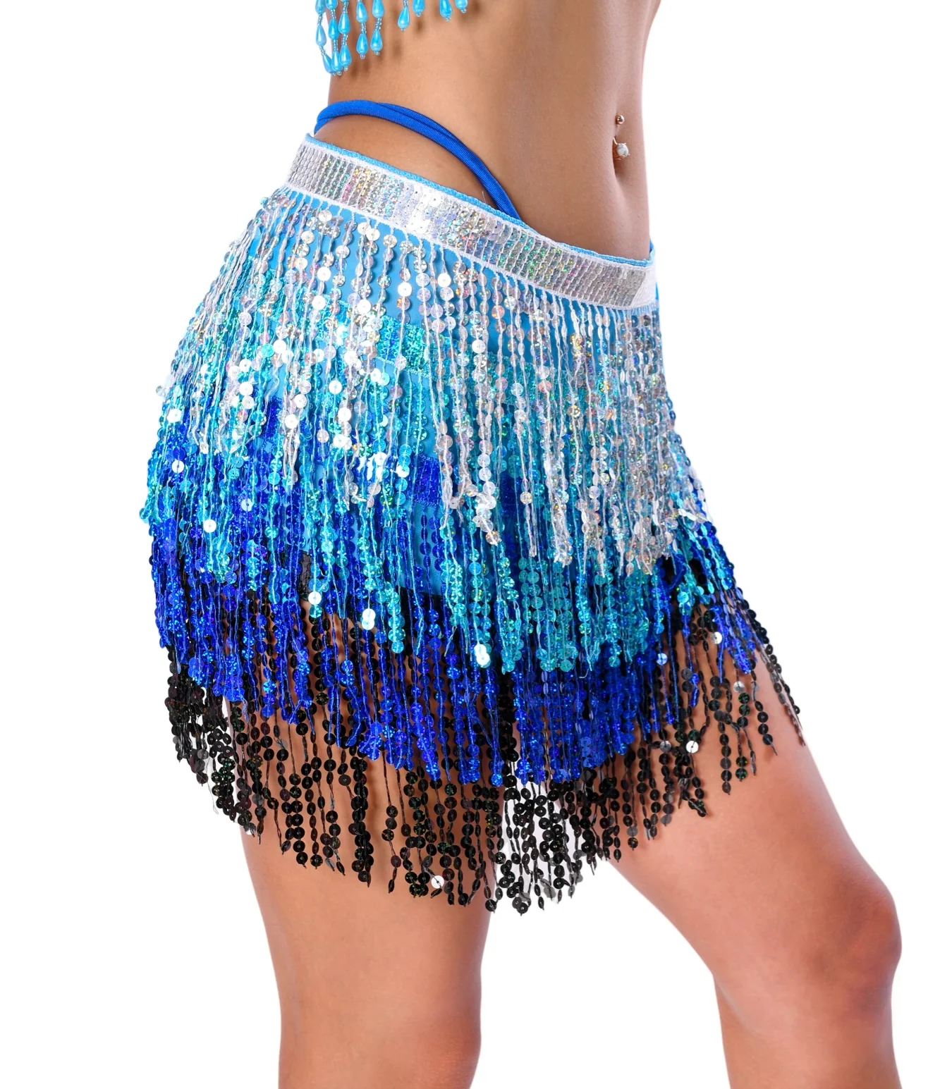 Holographic Sequin Skirt- Ice Blue - Image 2