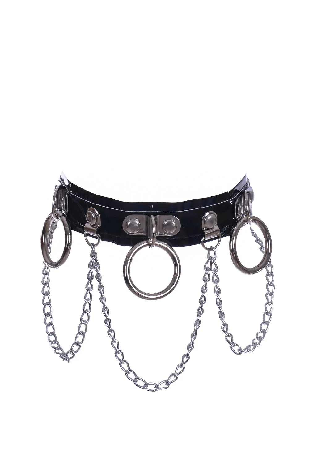 Hoop Chain Chocker in Black Hologram