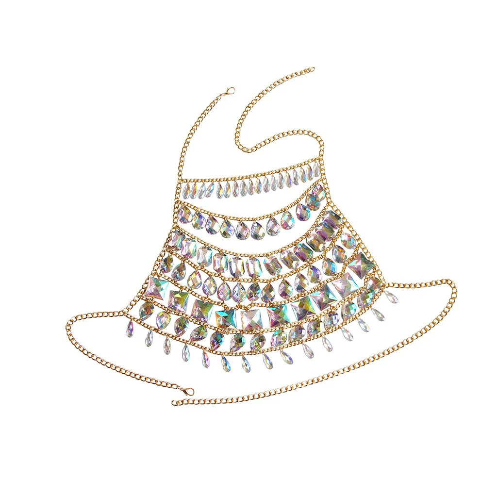 Iridescent Gem Body Jewelry Halter Top - Image 4