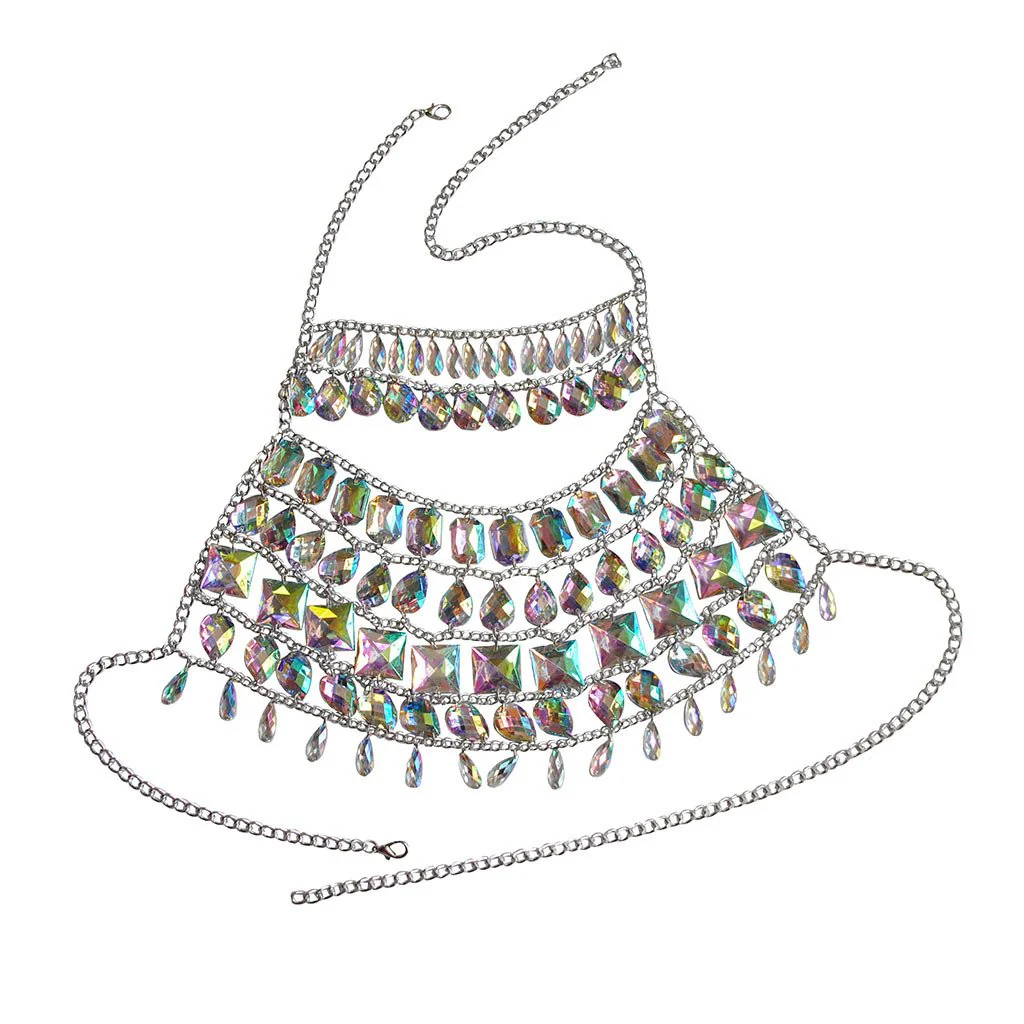 Iridescent Gem Body Jewelry Halter Top - Image 5