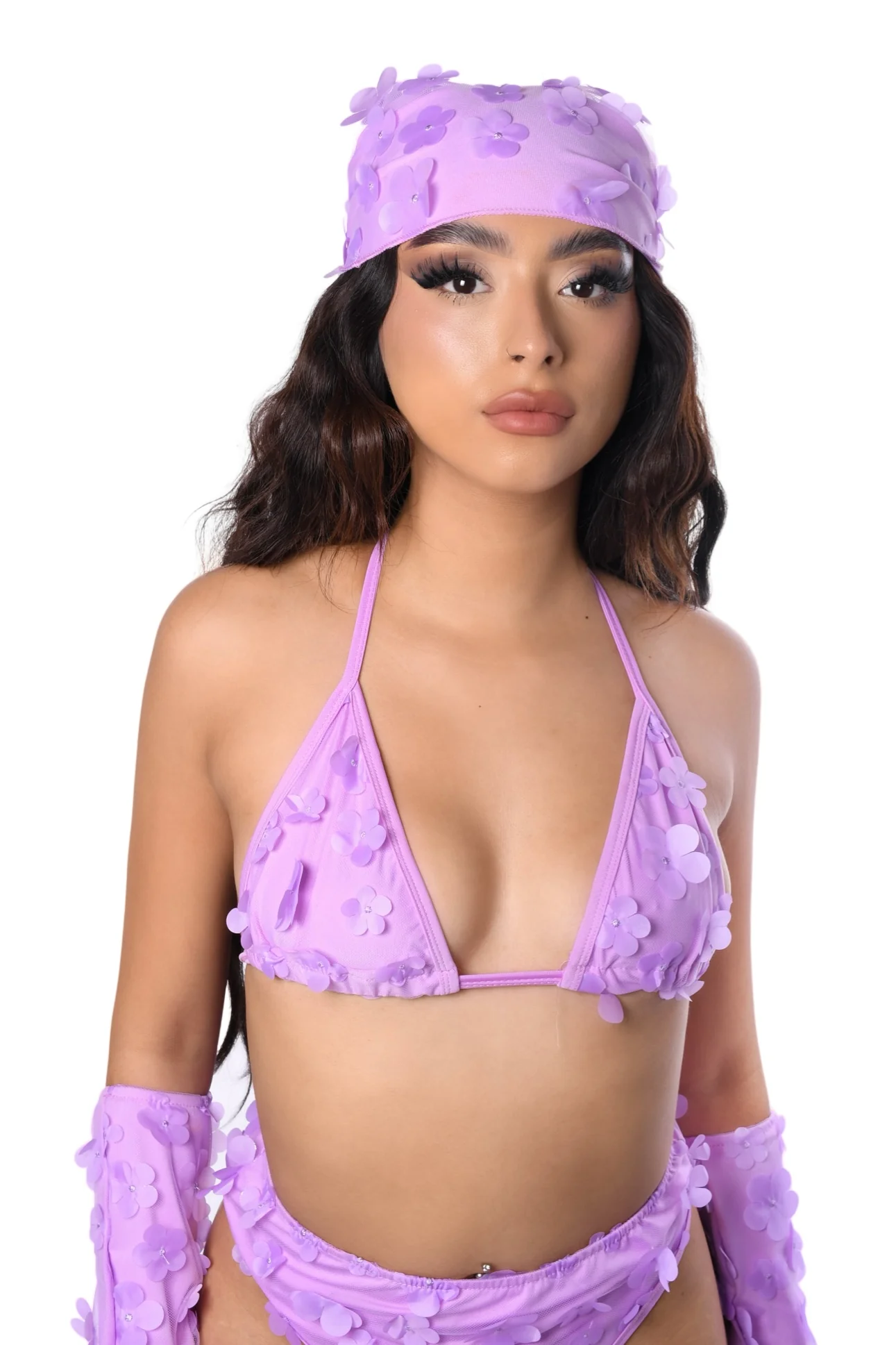 Lilac Blossom 3D Head Scarf - Image 4