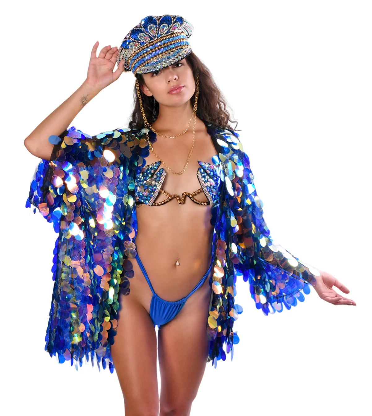 Disco Sequin Kimono- Peacock - Image 2