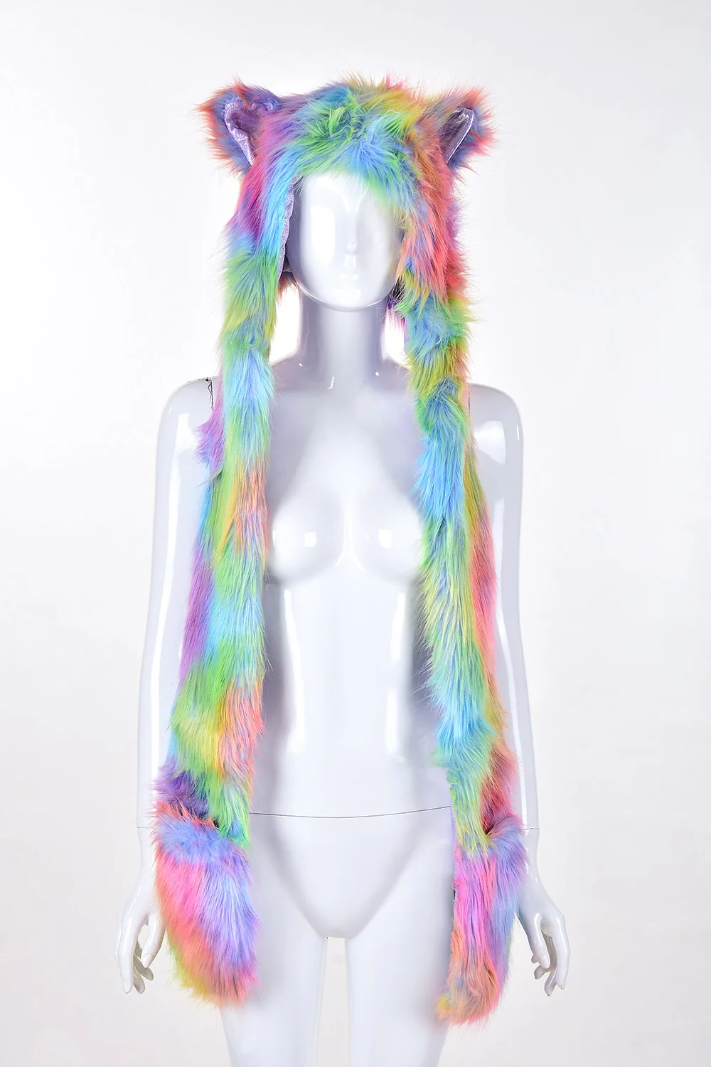 Nocturnal Wonderland Tie Dye Animal Fur Hood - Image 5