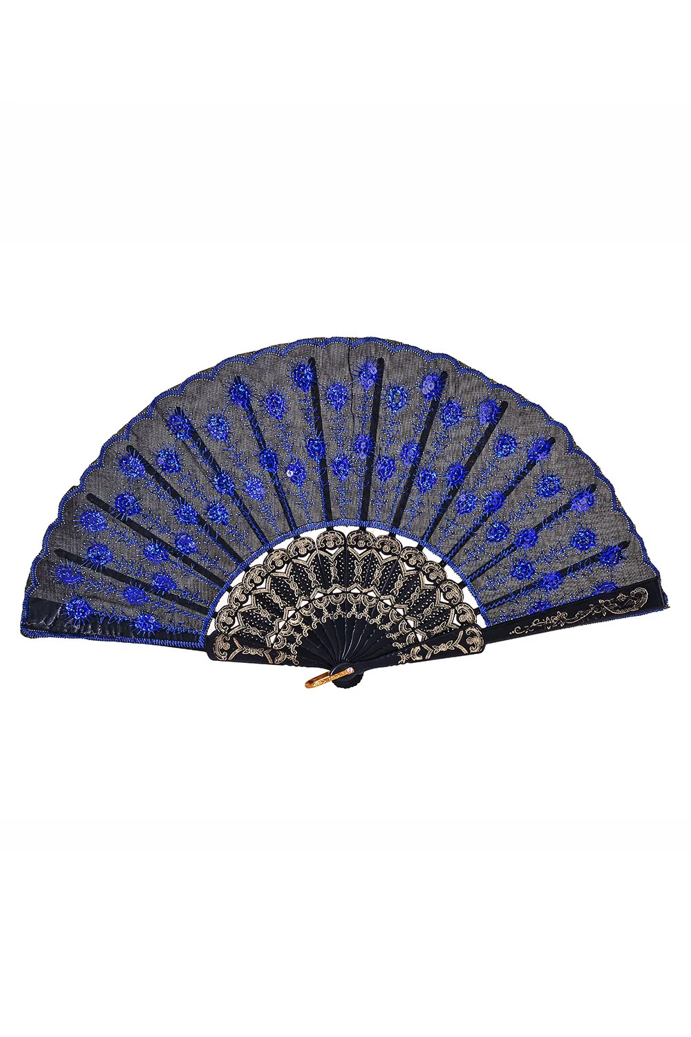 Peacock Sequin Fan - Royal Blue