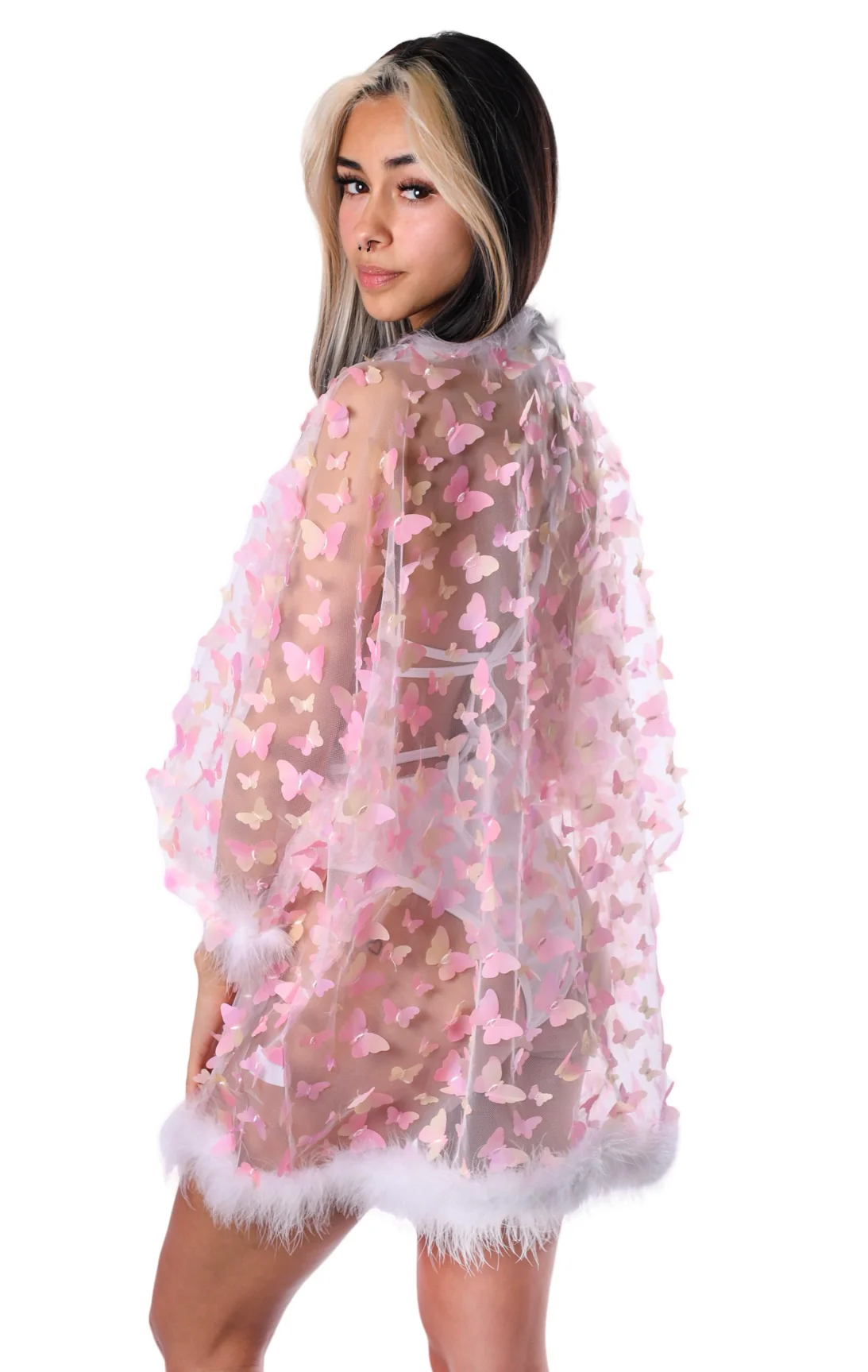 Fuzzy 3D Kimono- Pink Butterfly - Image 3