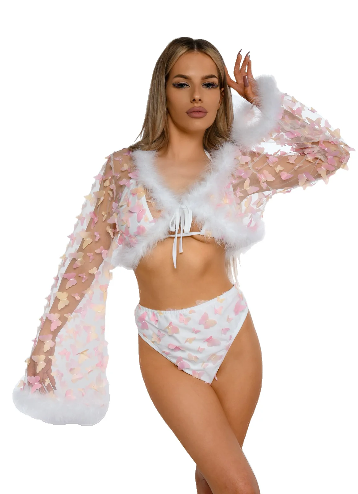 Pink Butterfly Fuzzy 3D Set (3 pcs) - Image 2