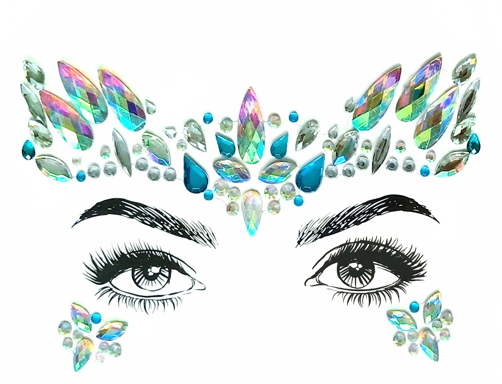 Pixie Mermaid Rhinestone Crystal Face Jewels - Image 2