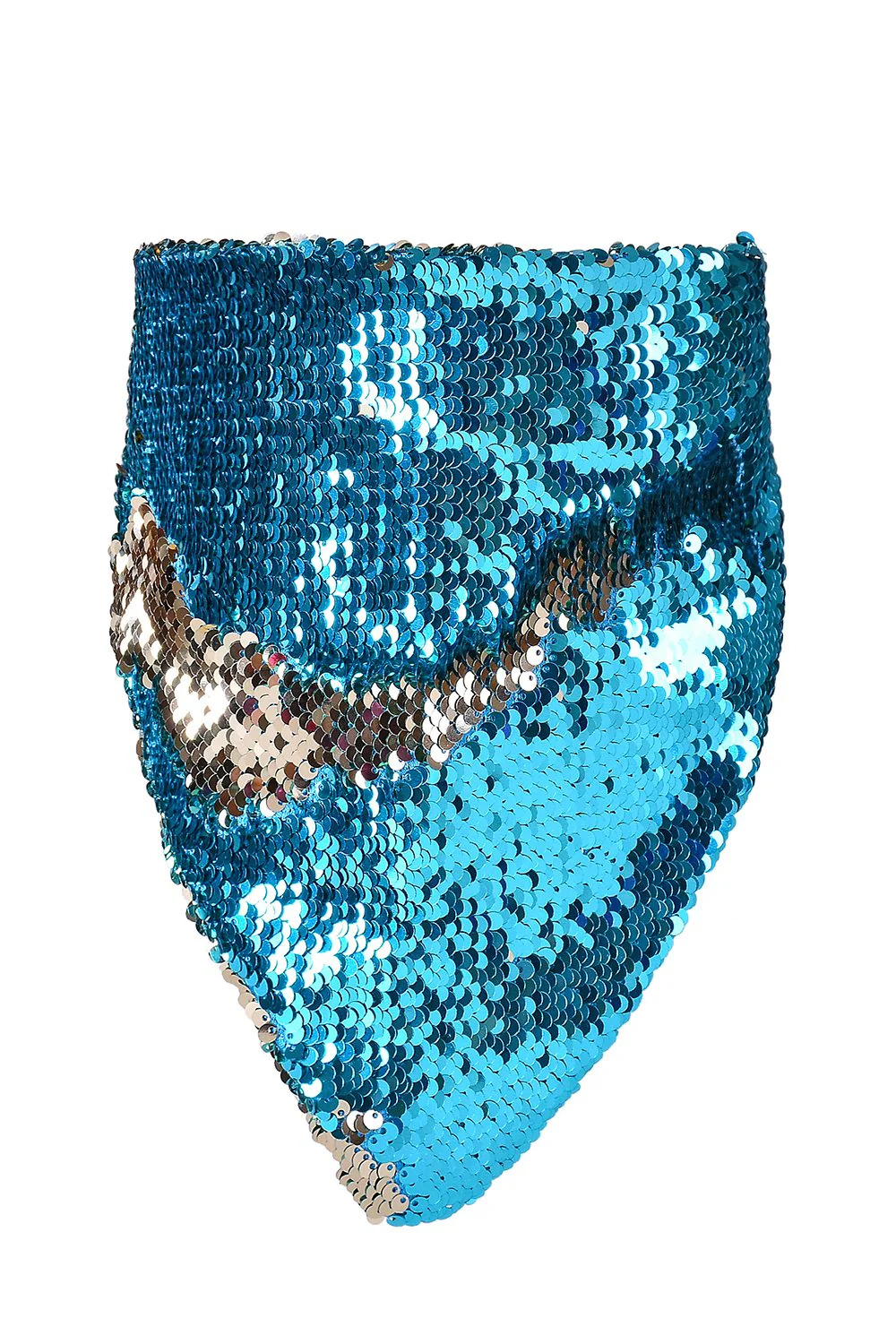 Reversible Sequin Bandana & Face Mask - Blue & Champagne - Image 3