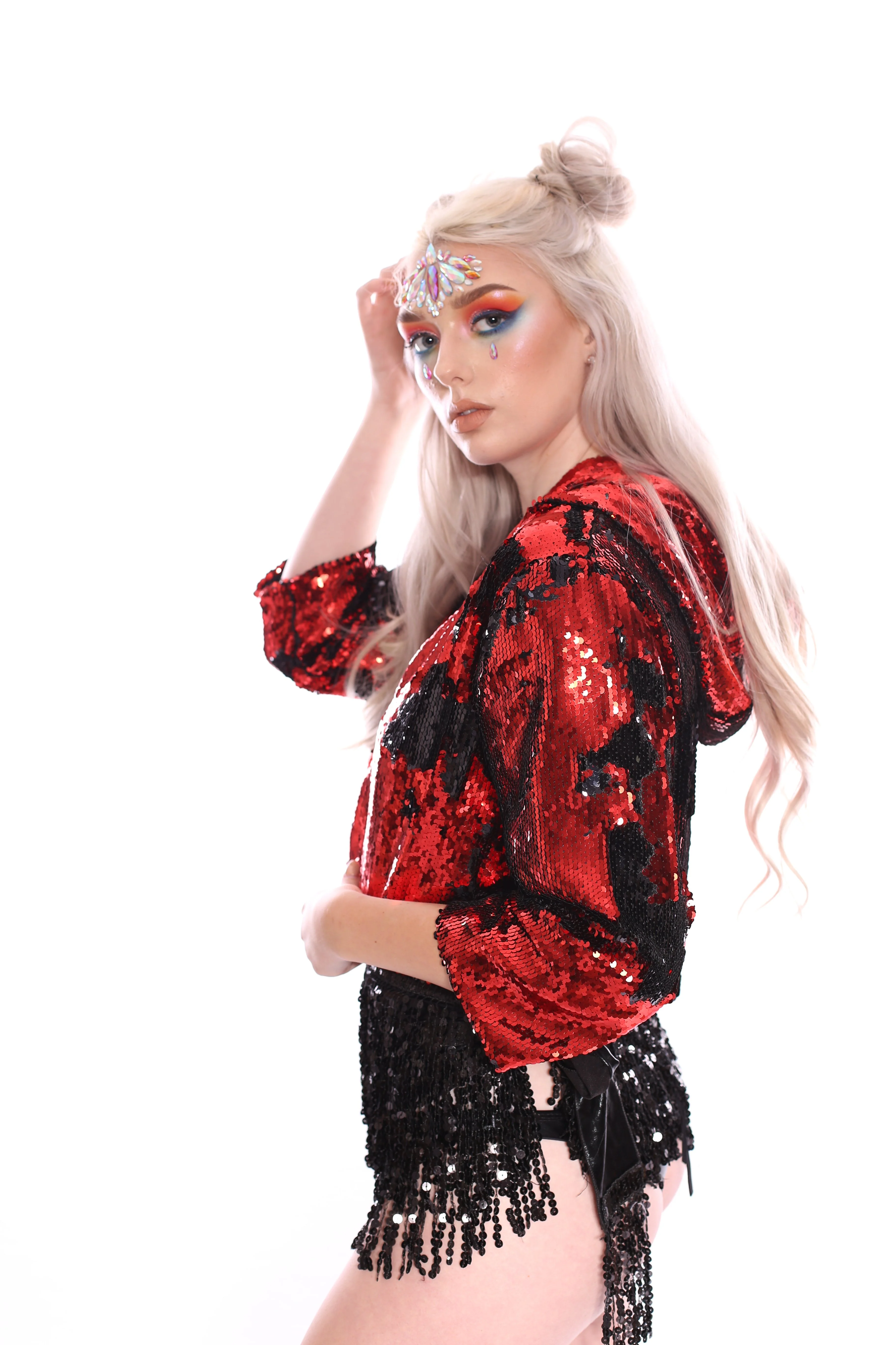 Reversible Sequin Jacket - Black & Red - Image 12