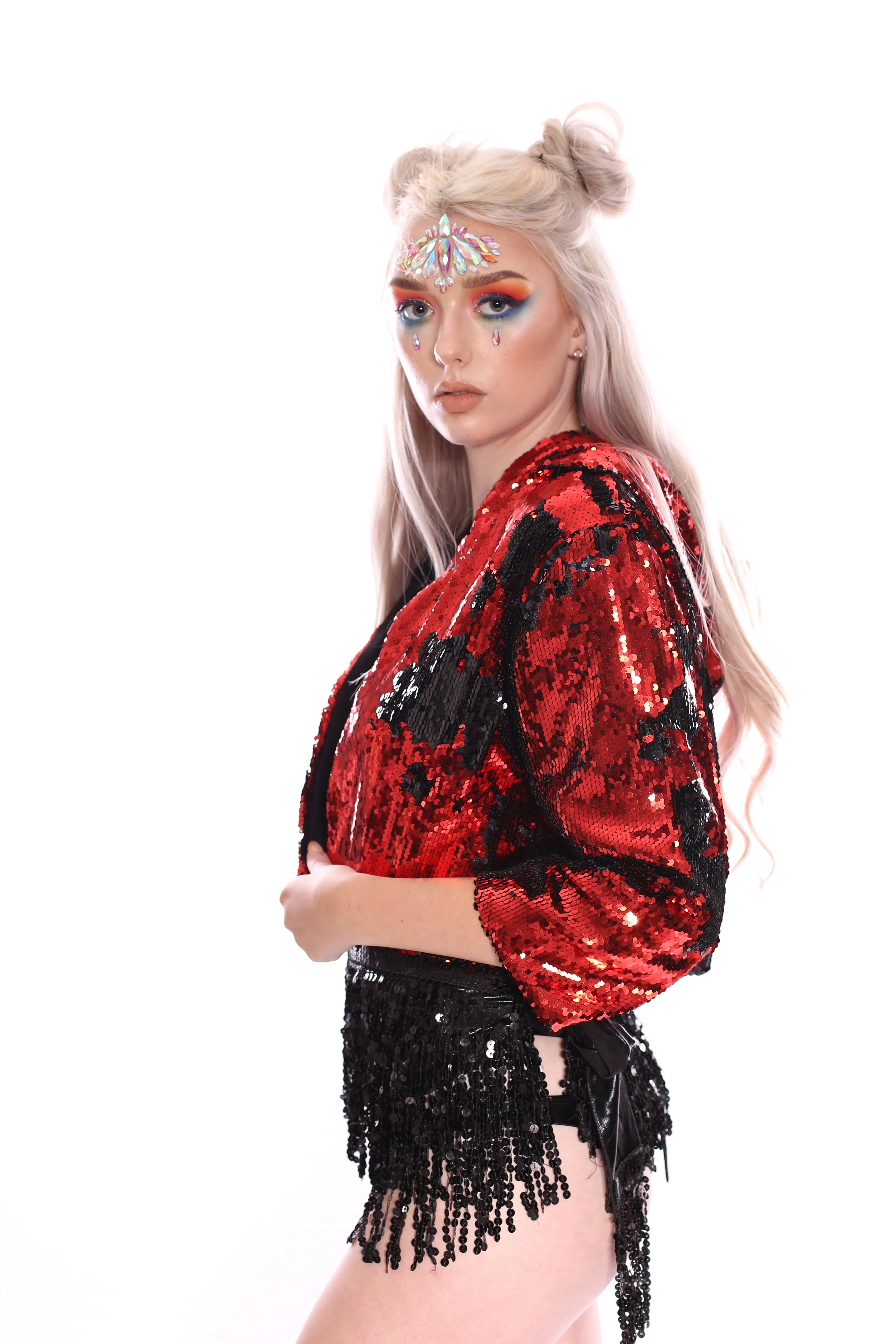 Reversible Sequin Jacket - Black & Red - Image 5